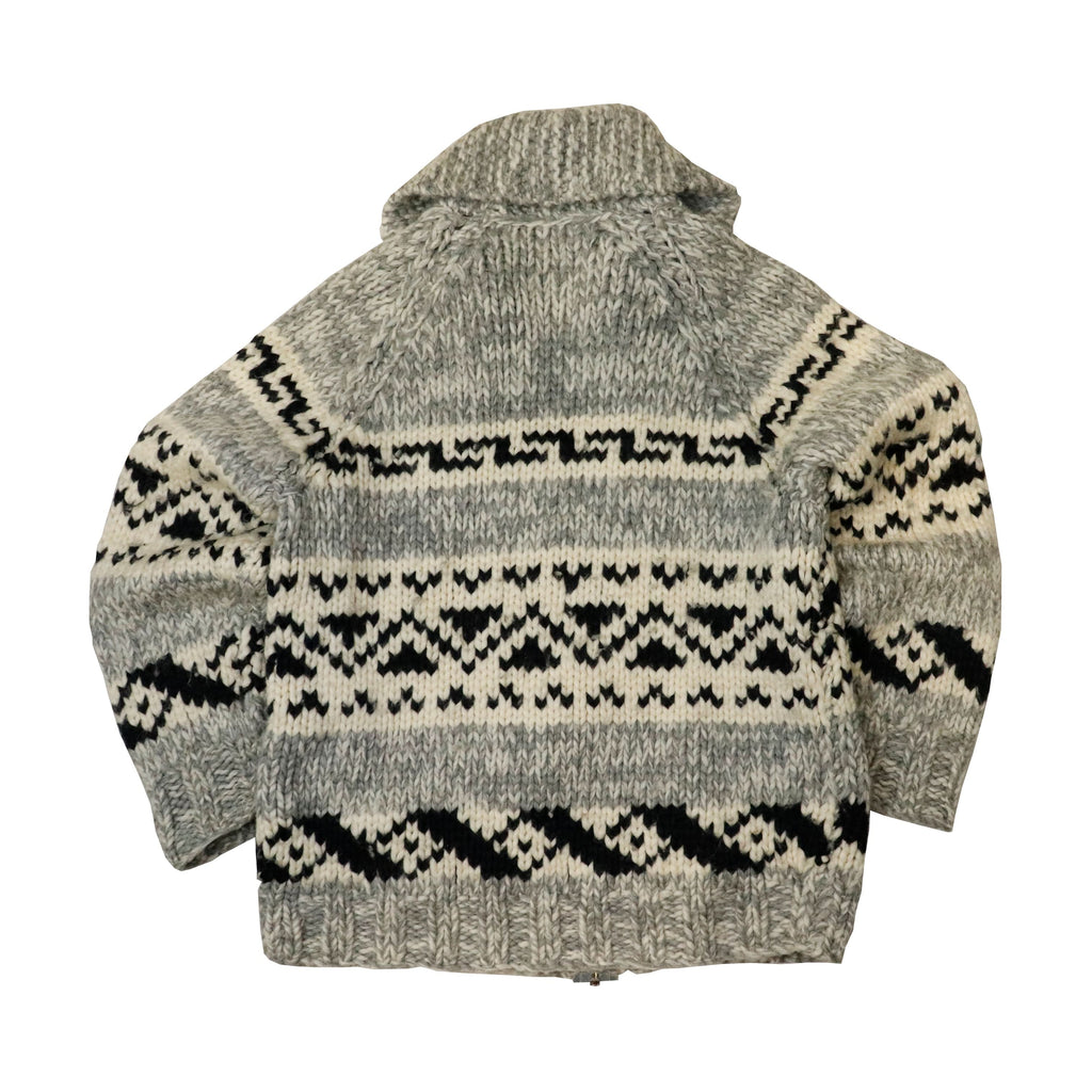 Vintage Cowichan Hand Knit Patterned Zip Sweater Size N/A