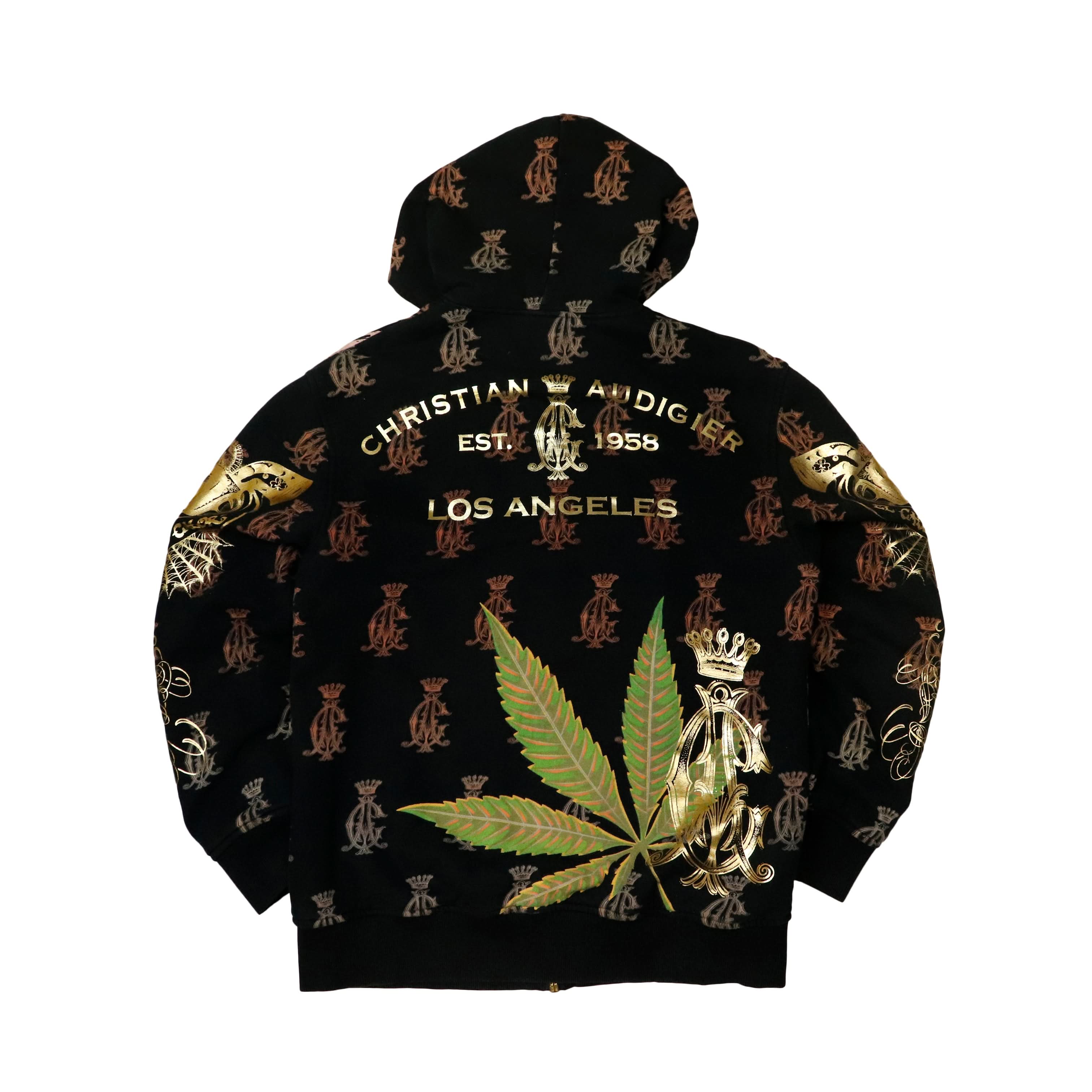 Vintage Christian Audigier Allover Graphic Zip Hoodie Size L