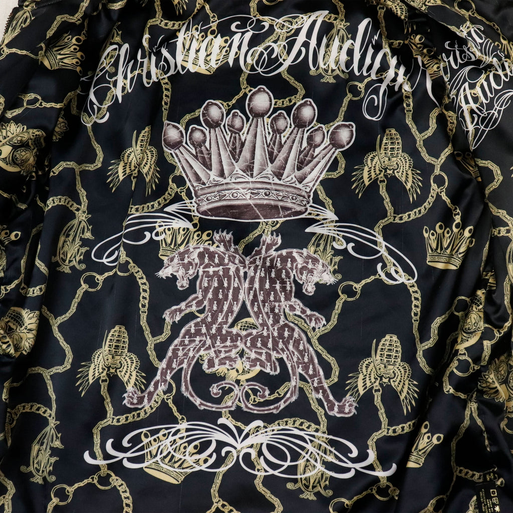 Vintage Christian Audigier Allover Graphic Zip Hoodie Size L
