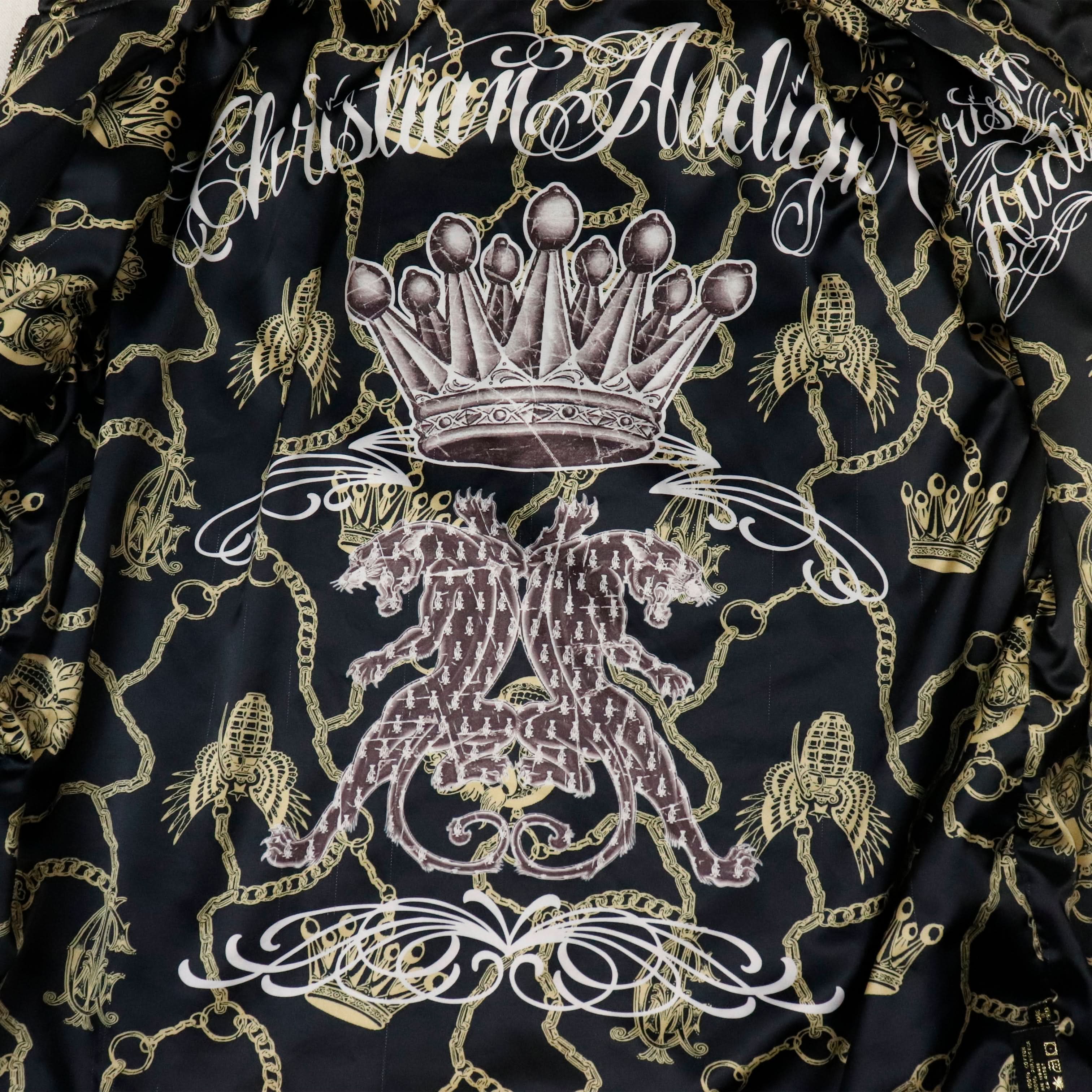 Vintage Christian Audigier Allover Graphic Zip Hoodie Size L