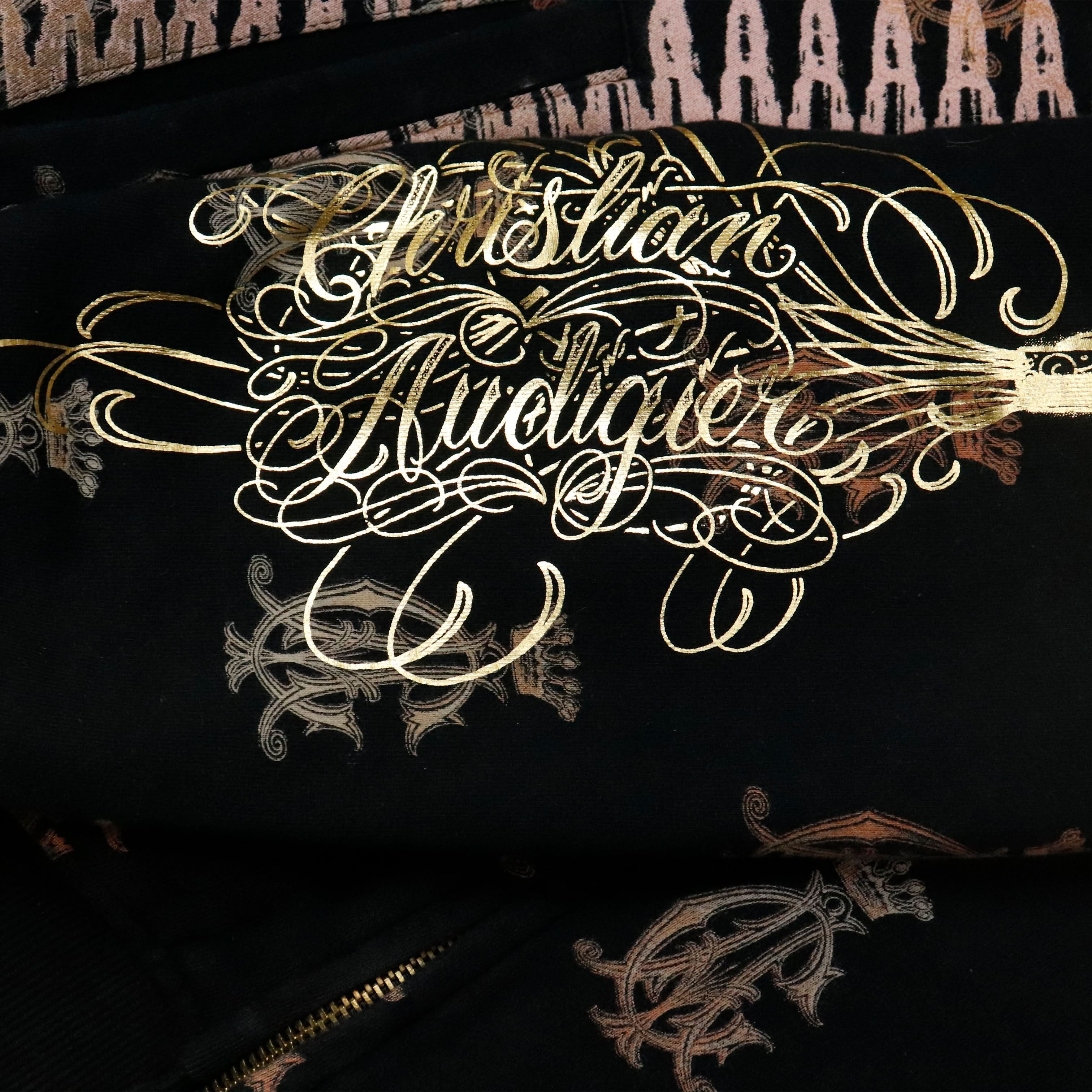 Vintage Christian Audigier Allover Graphic Zip Hoodie Size L