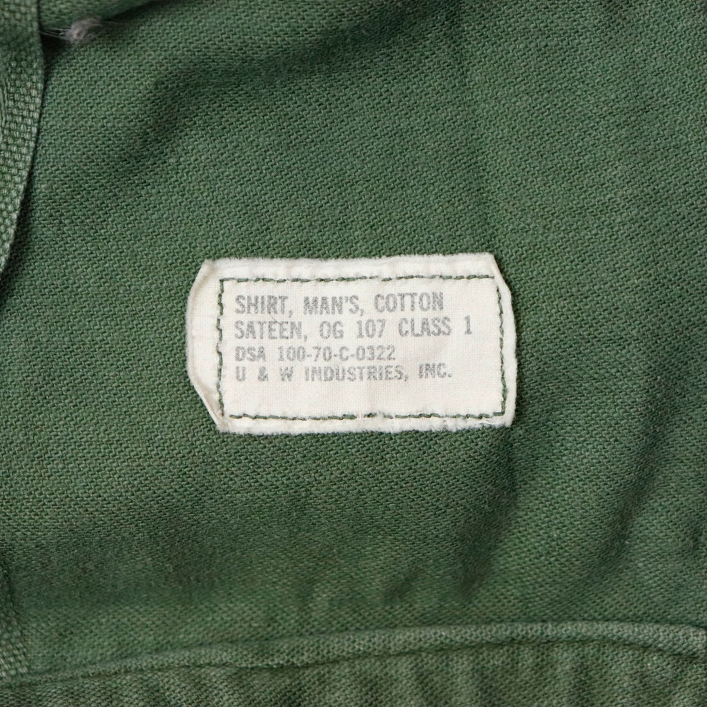Vintage U.S. Army OG-107 Sateen Shirt Field Issue Size 15 1/2 x 33