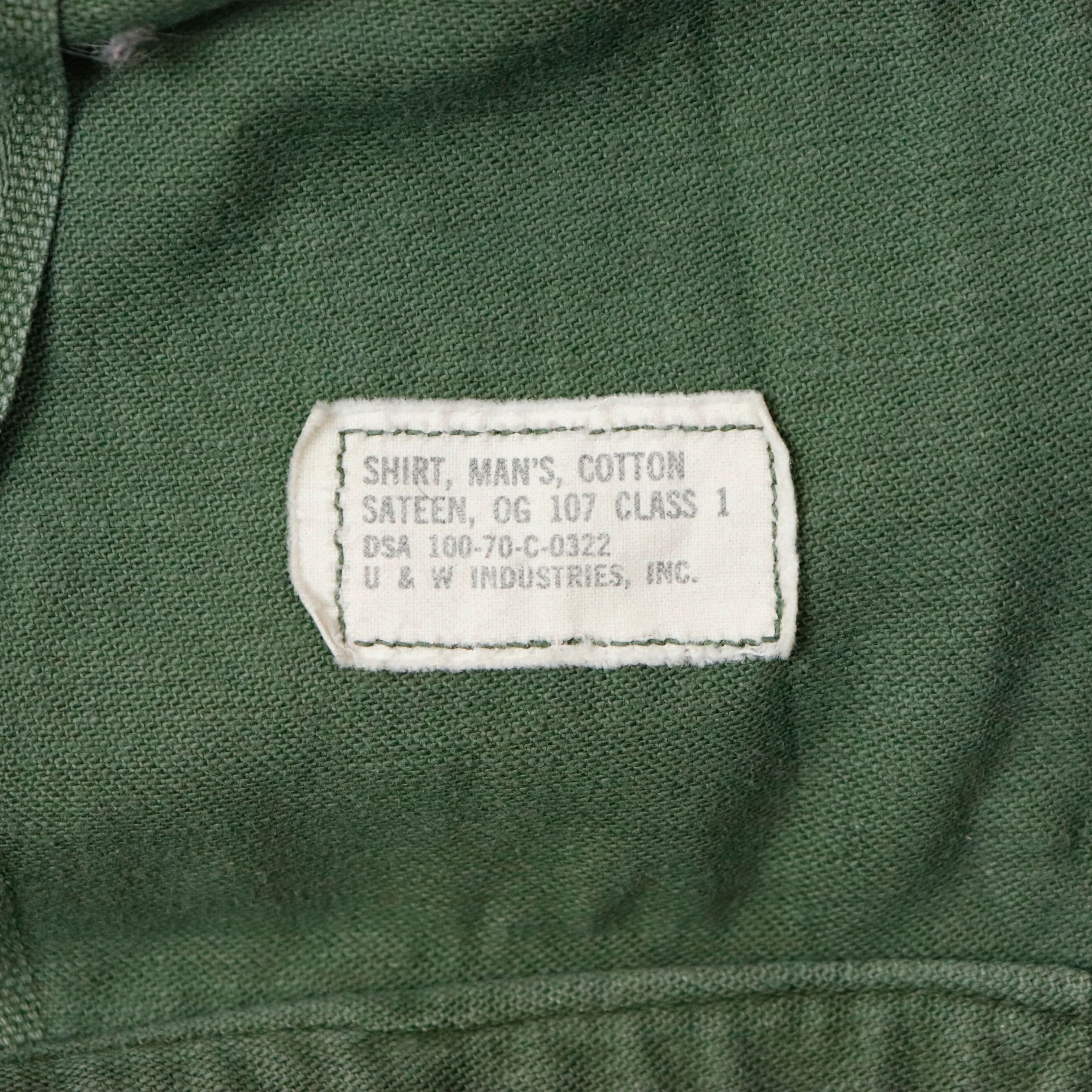 Vintage U.S. Army OG-107 Sateen Shirt Field Issue Size 15 1/2 x 33