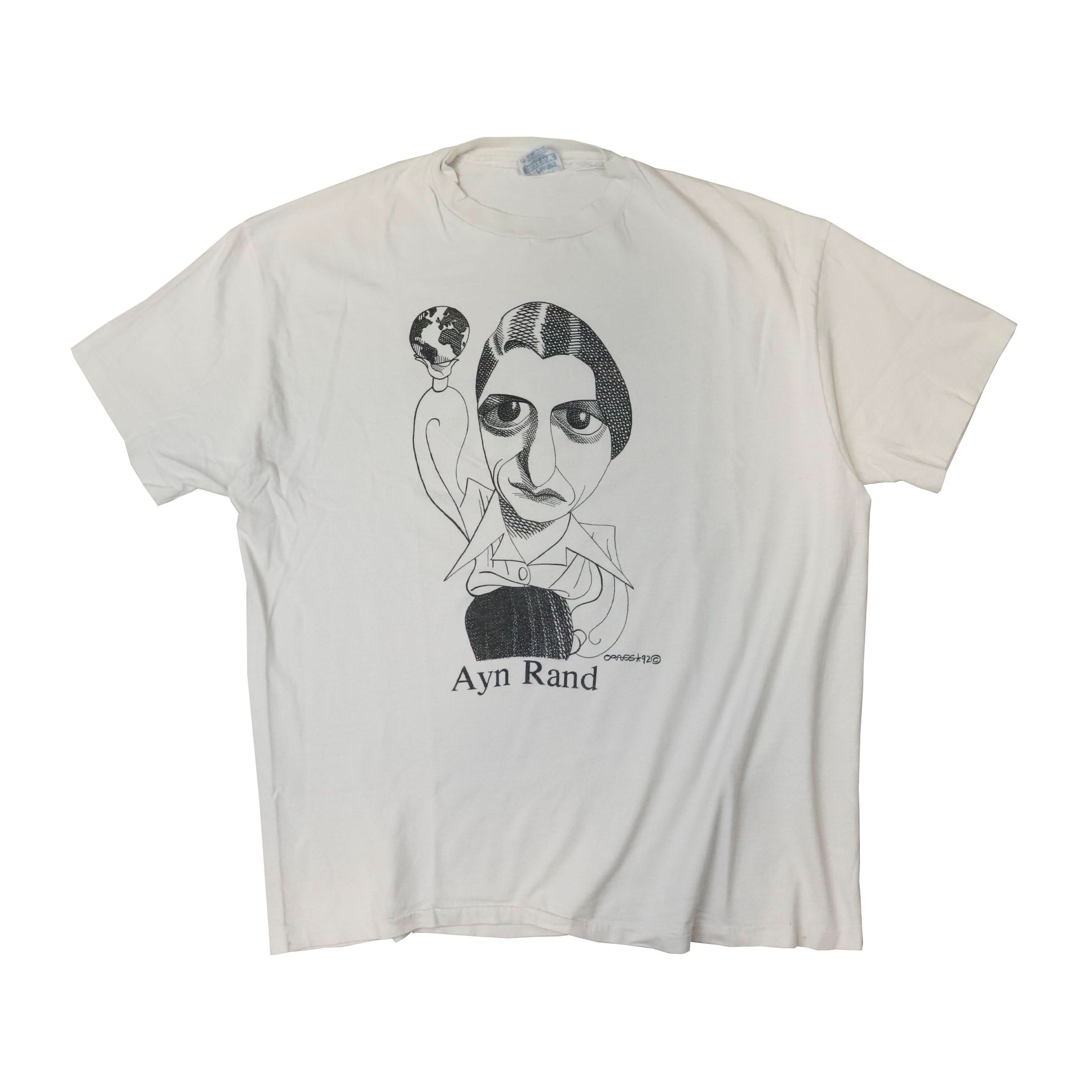 Vintage Hanes Ayn Rand Art Graphic T-Shirt Size XL
