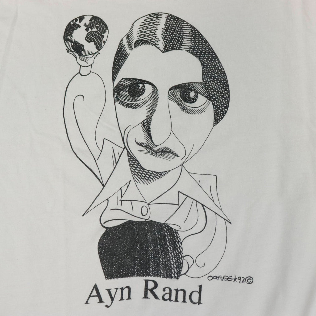 Vintage Hanes Ayn Rand Art Graphic T-Shirt Size XL
