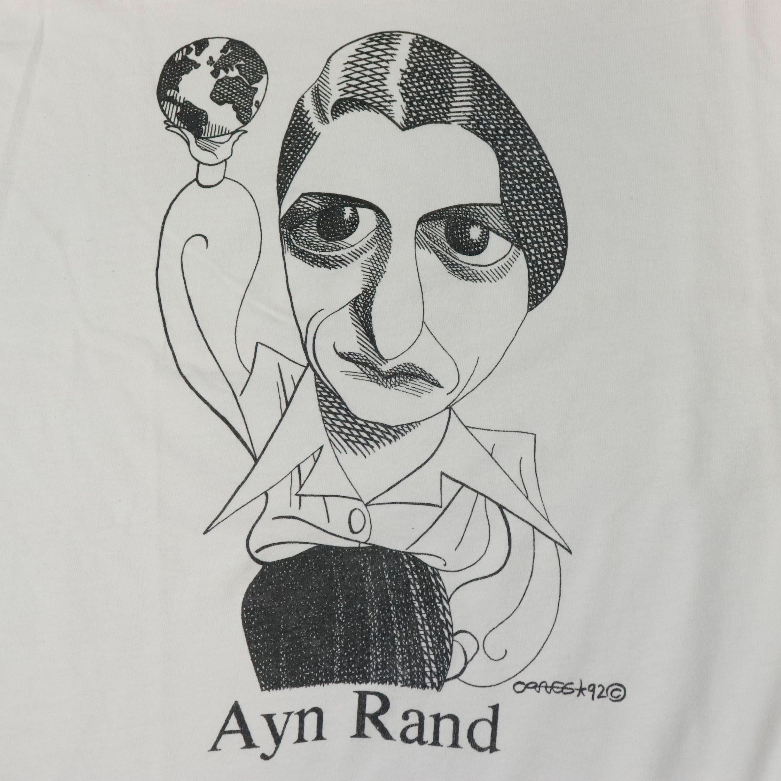 Vintage Hanes Ayn Rand Art Graphic T-Shirt Size XL