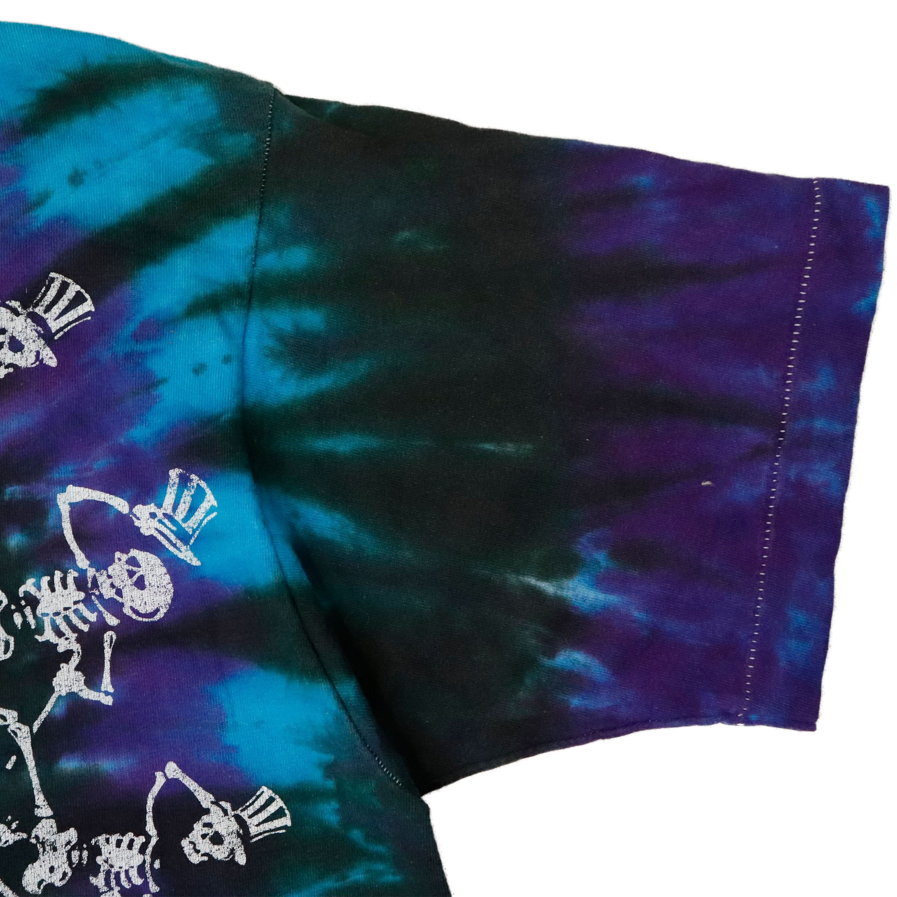 Vintage 1990 Liquid Blue Dancing Skeletons Tie-Dye T-Shirt Size XL