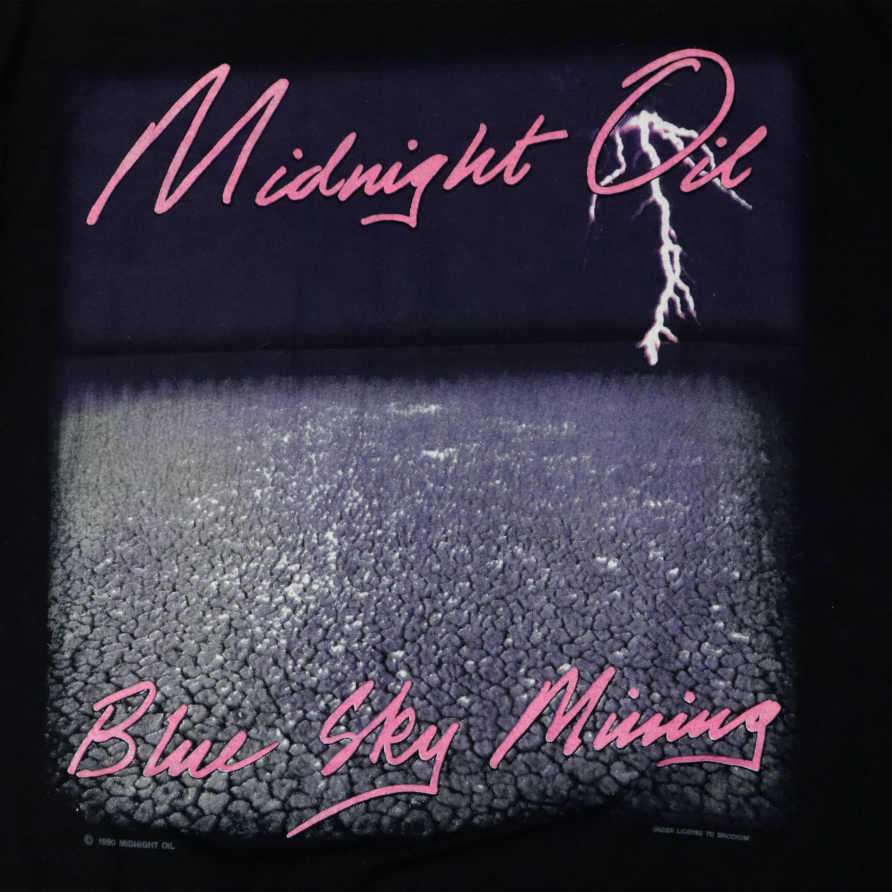 Vintage 1990 Brockum Midnight Oil Blue Sky Mining Graphic T-Shirt Size L