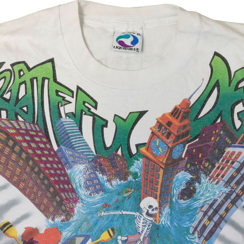 1992 Grateful Dead Surf Liquid Blue Tie Dye Chicago Soldier Field T-Shirt Size XL