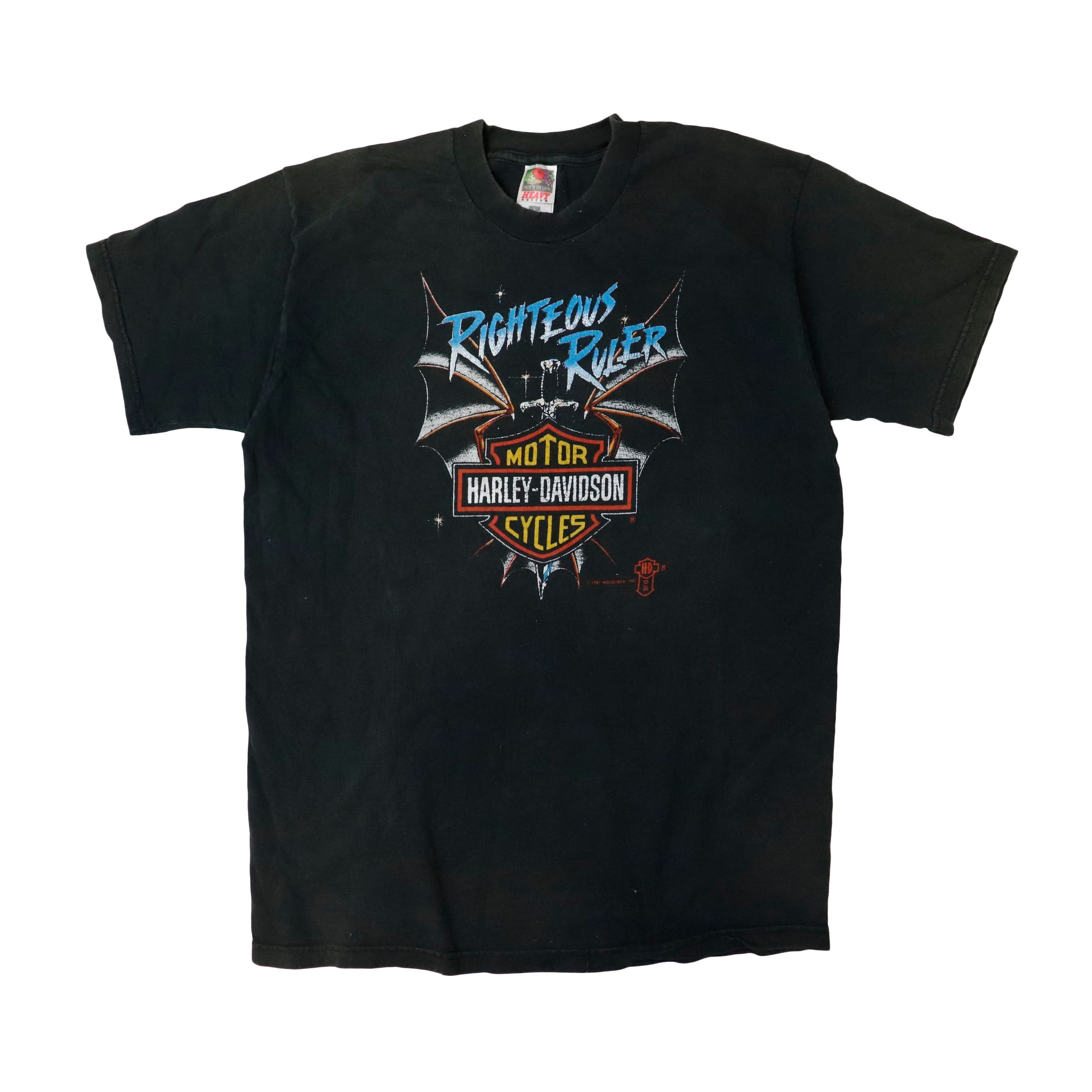 Vintage Harley-Davidson Righteous Ruler Graphic T-Shirt Size L 90s