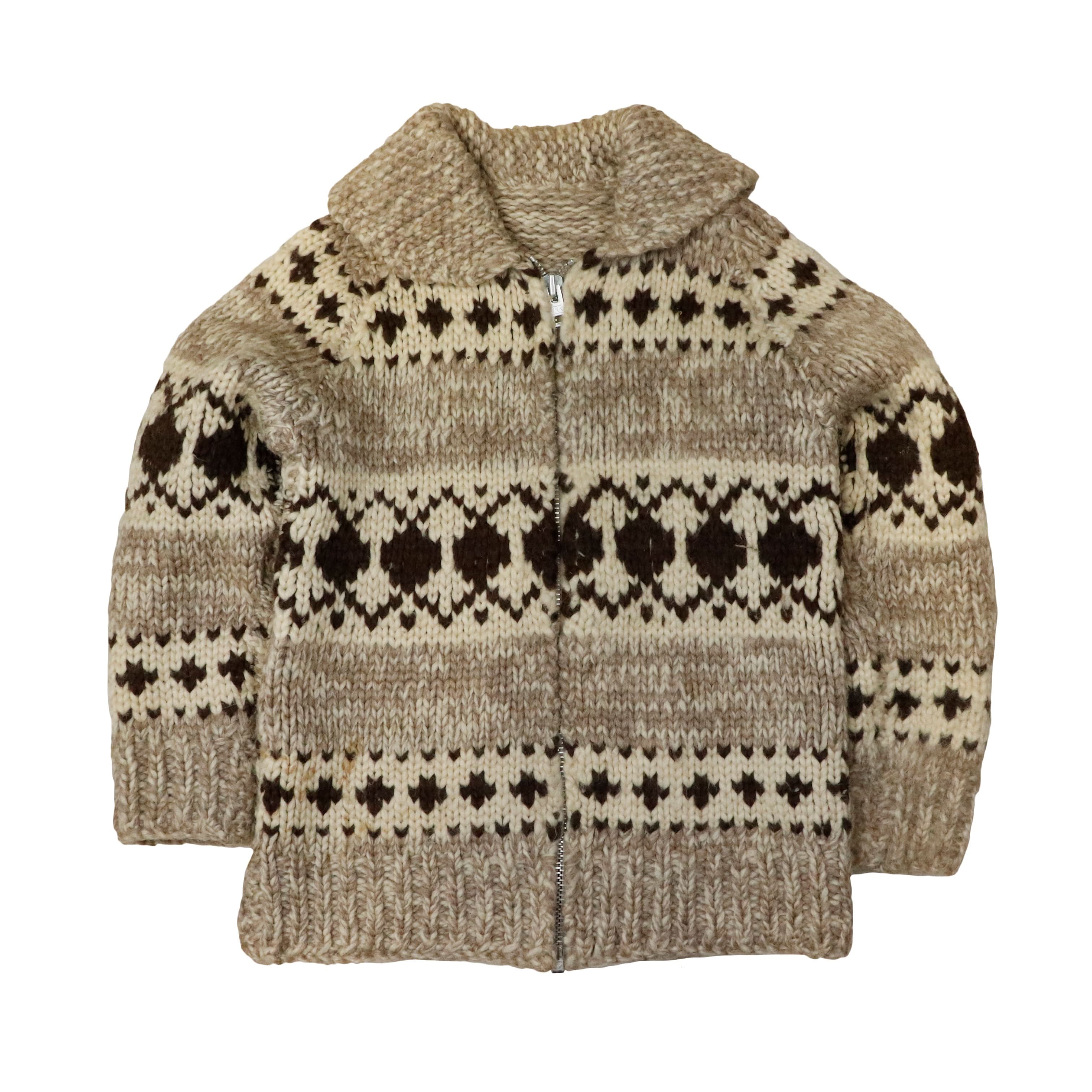 Vintage Hand Knit Cowichan Zip Sweater Size N/A