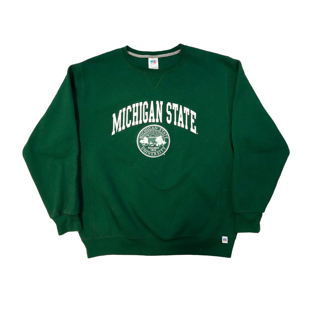 Vintage Russell Athletic Michigan State University Green Sweatshirt Size L