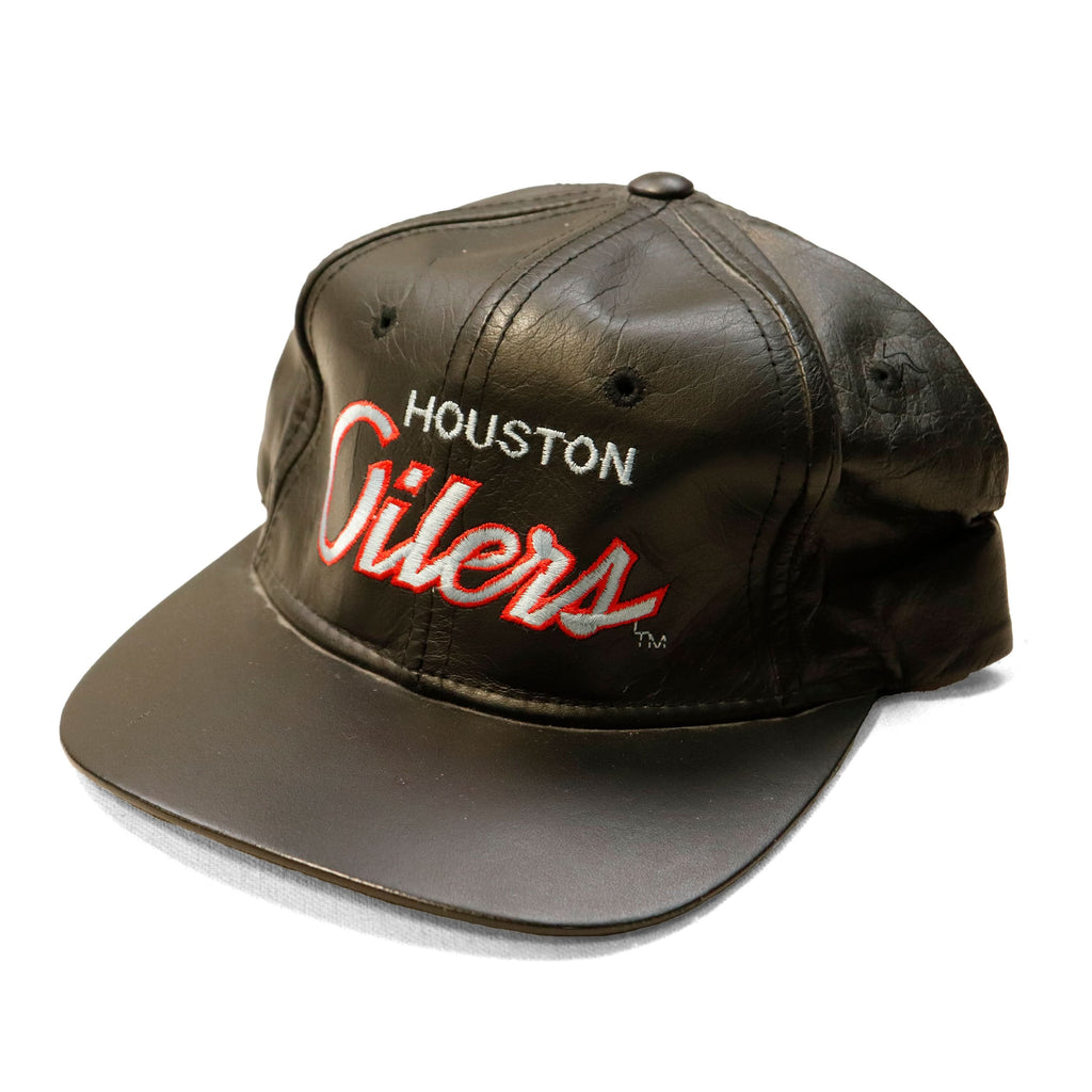 Vintage Houston Oilers Leather Snapback Hat Size One Size Script