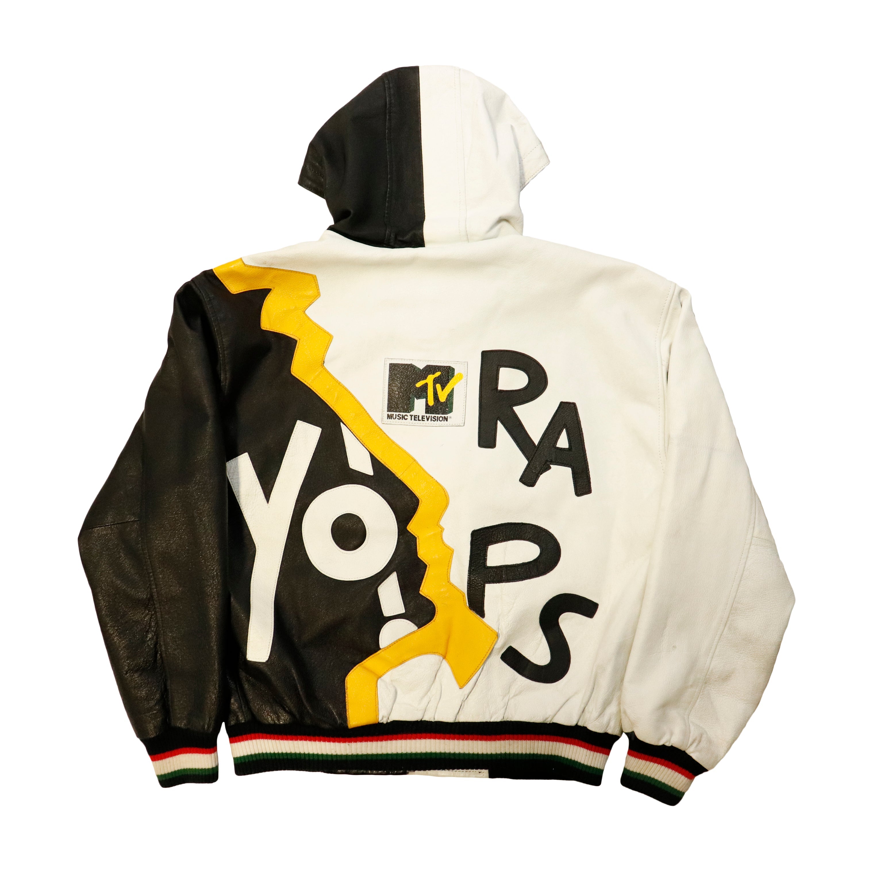 Vintage 1992 YO MTV Rap leather Hooded jacket Size XL RARE!
