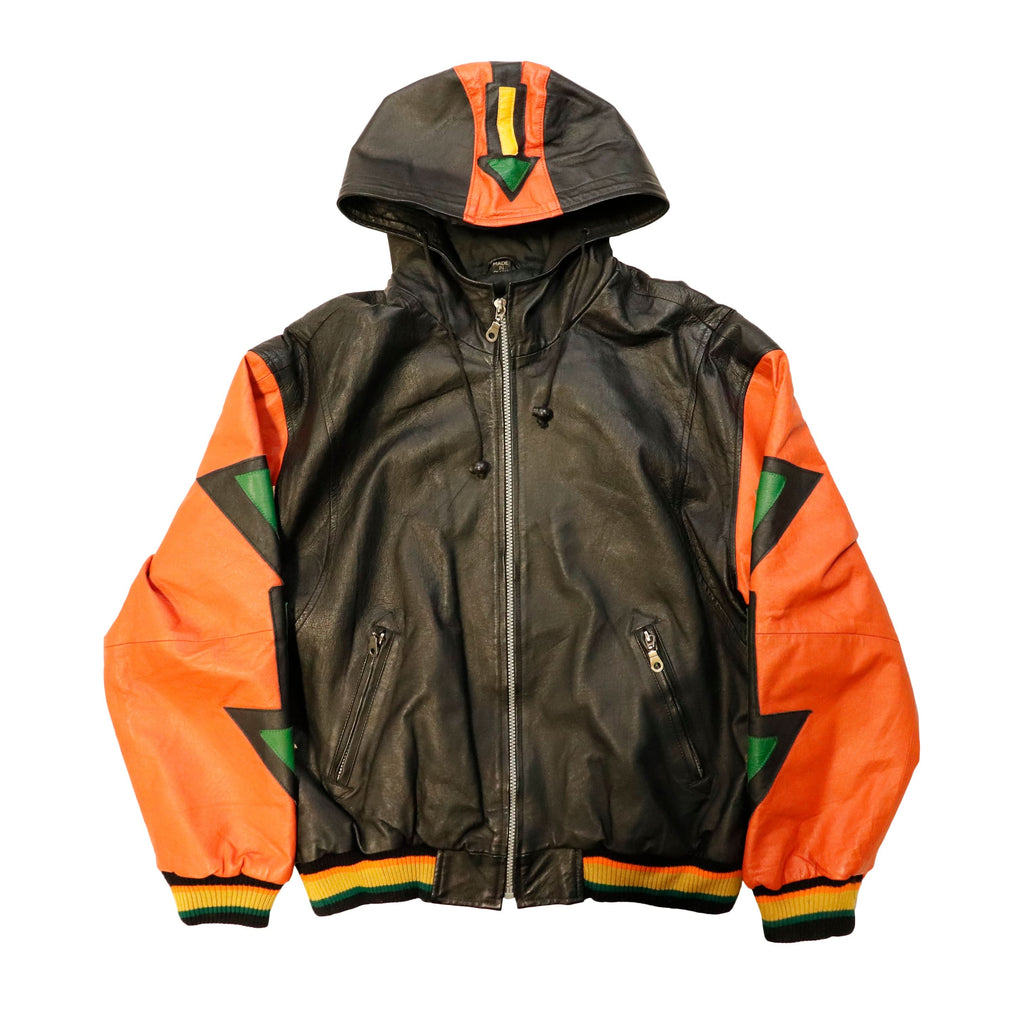 Vintage MTV Yo MTV Raps Leather Hooded Jacket Size L RARE!