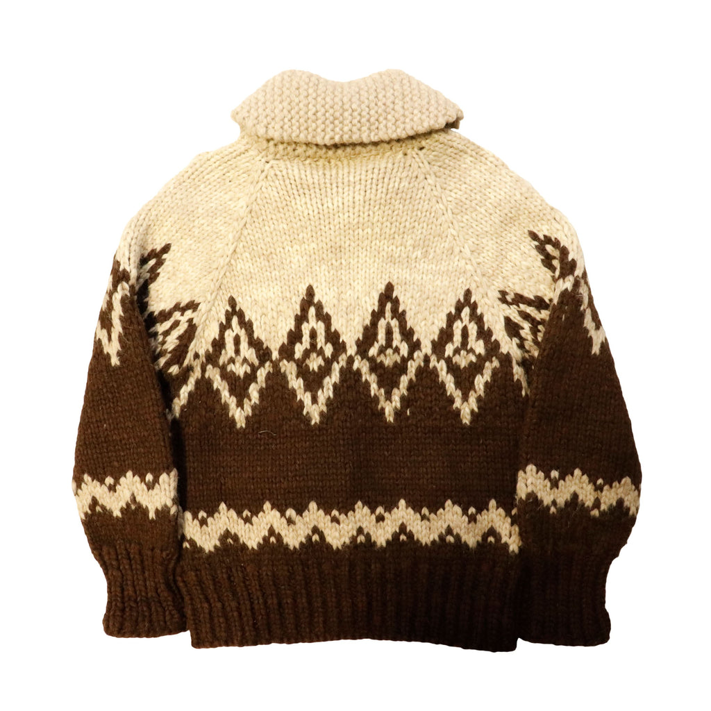 Vintage Cowichan Hand Knit Shawl Collar Zip-Up Sweater Size N/A