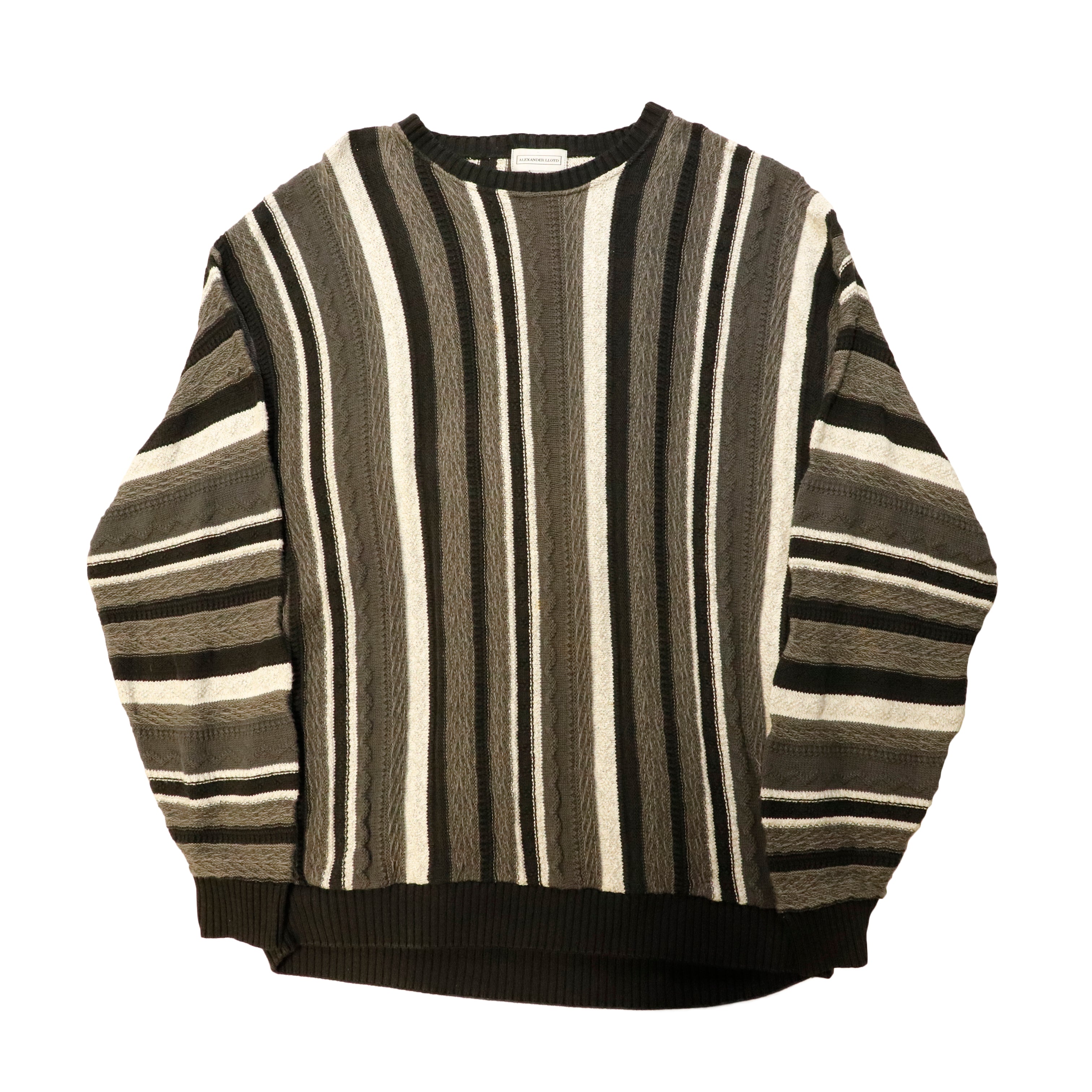 Vintage Alexander Lloyd striped textured 3D knit sweater Size XXXL
