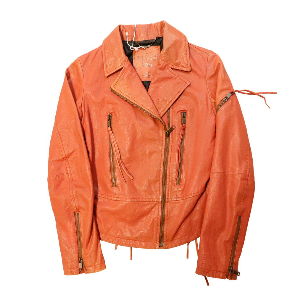 Vintage Diesel lace-up leather moto jacket