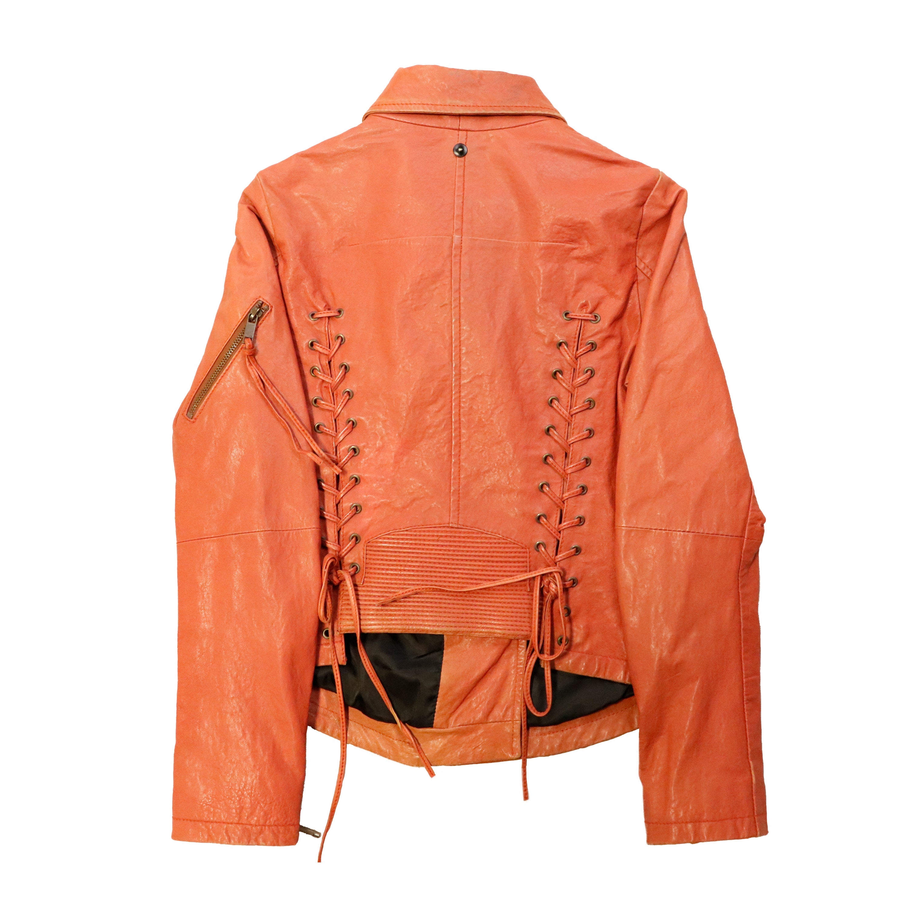 Vintage Diesel lace-up leather moto jacket
