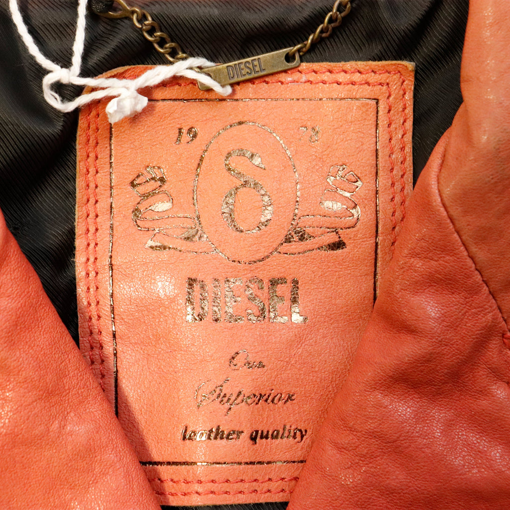Vintage Diesel lace-up leather moto jacket