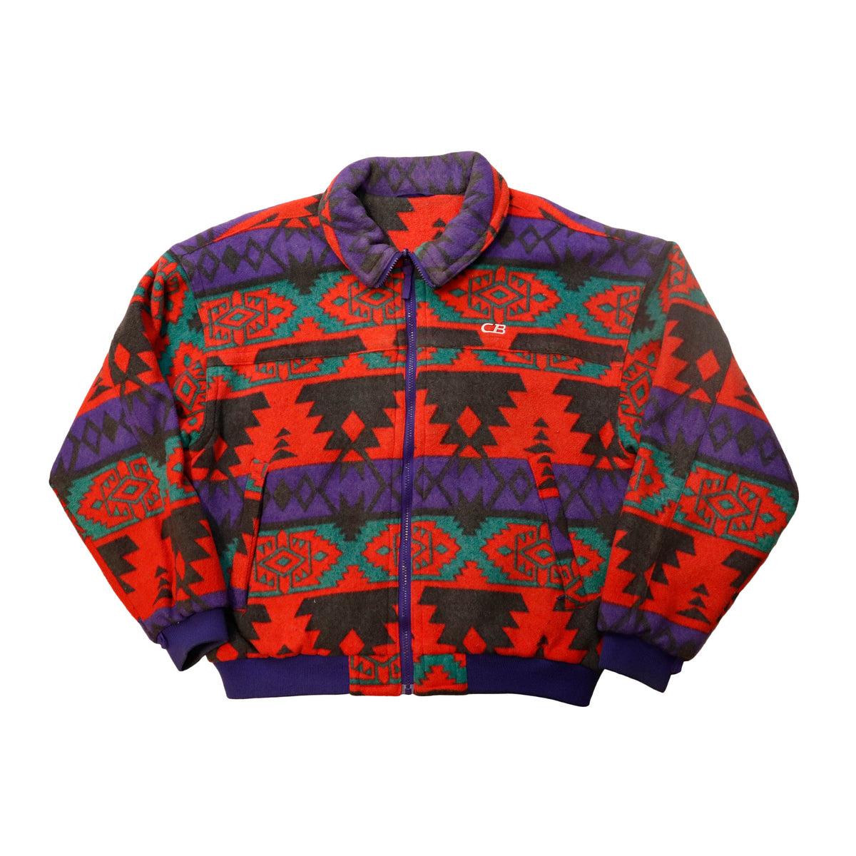 Vintage Sports CB Southwestern Pattern Fleece Jacket Size L