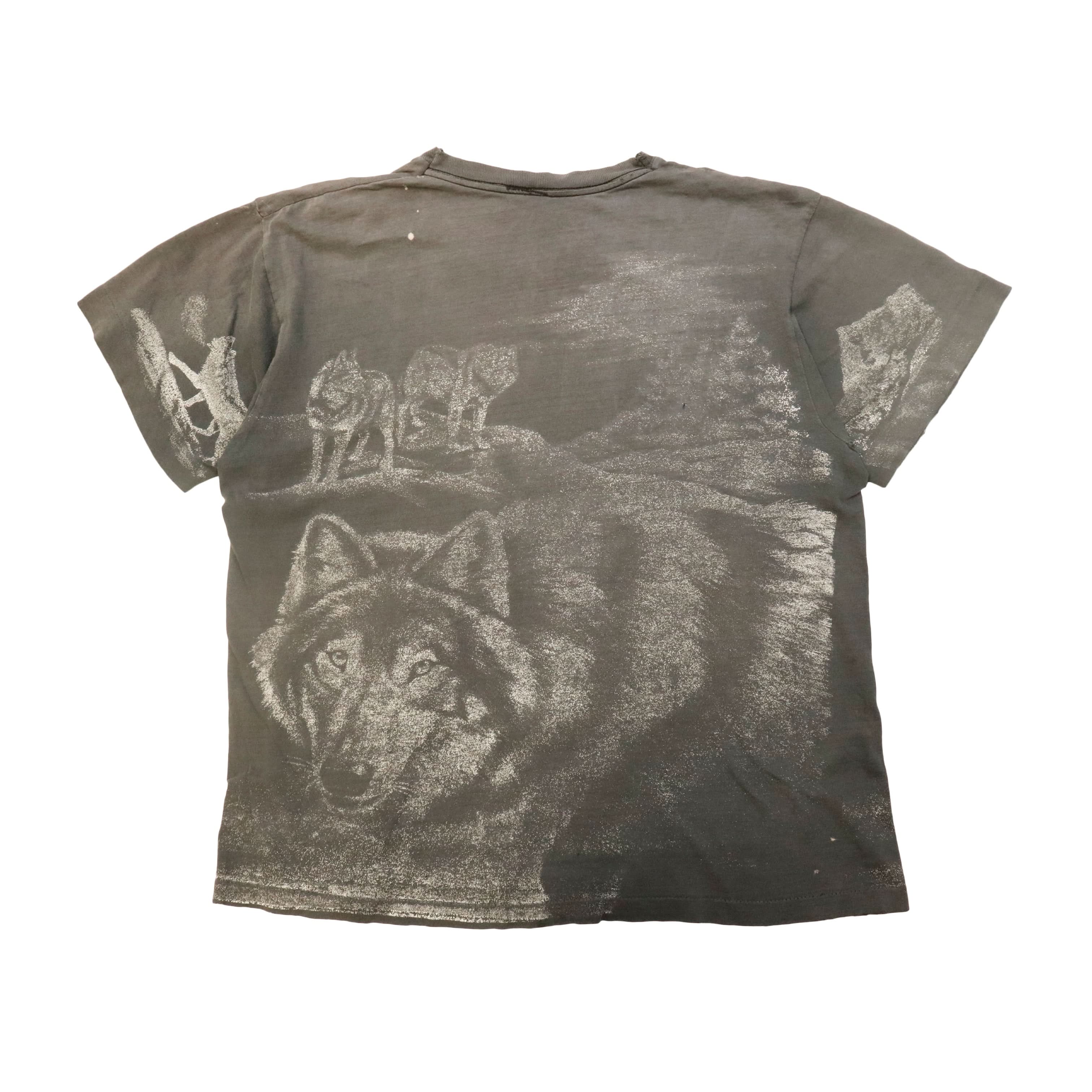 Vintage Faded Wolf Graphic T-Shirt 90s
