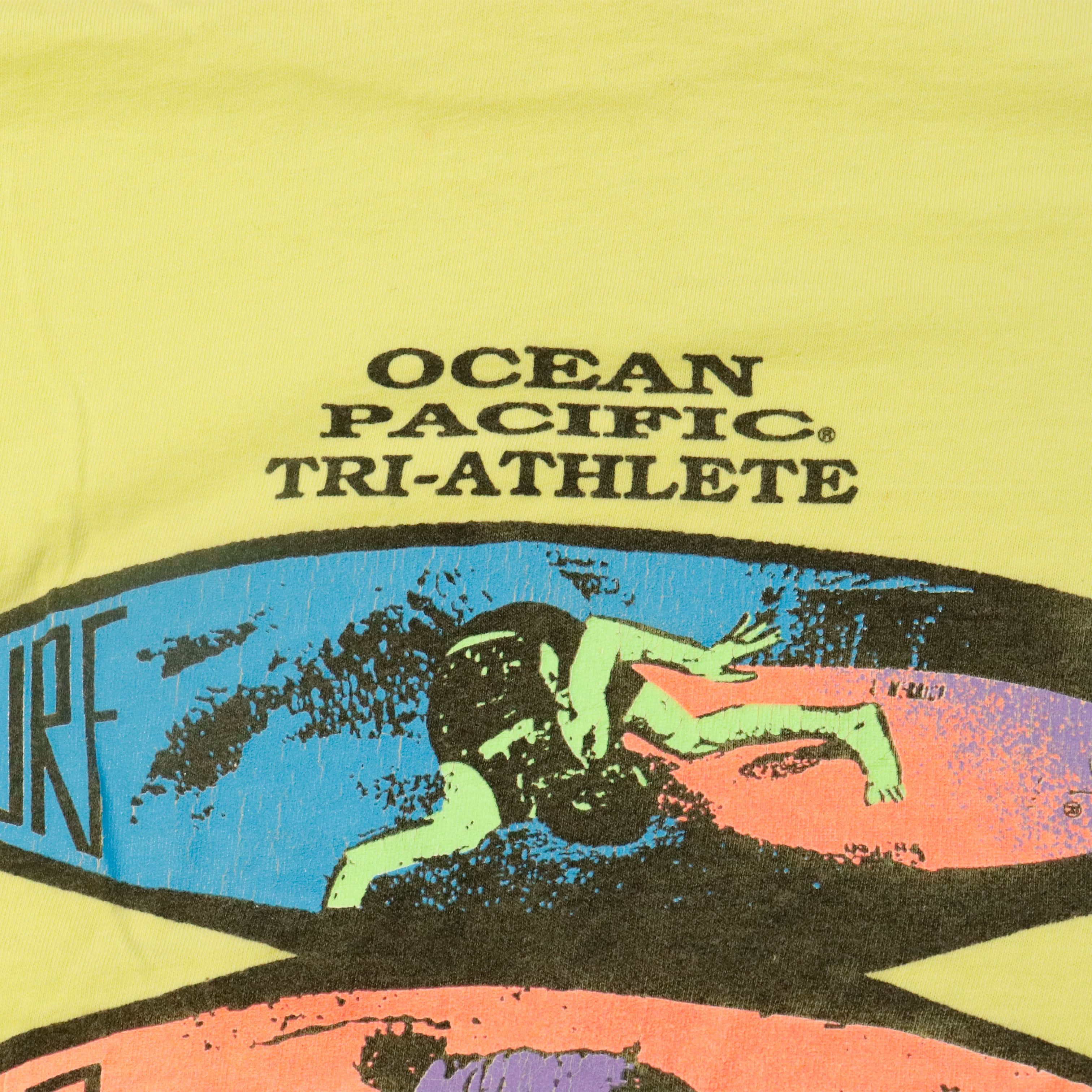 Vintage Ocean Pacific Tri-Athlete Skate Snow Surf Graphic T-Shirt