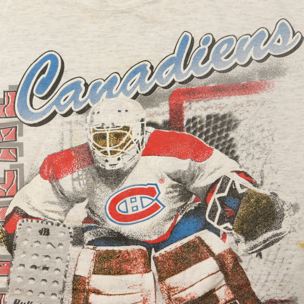 Vintage Bulletin 1991 Montreal Canadiens Goalie Graphic T-Shirt Size XL