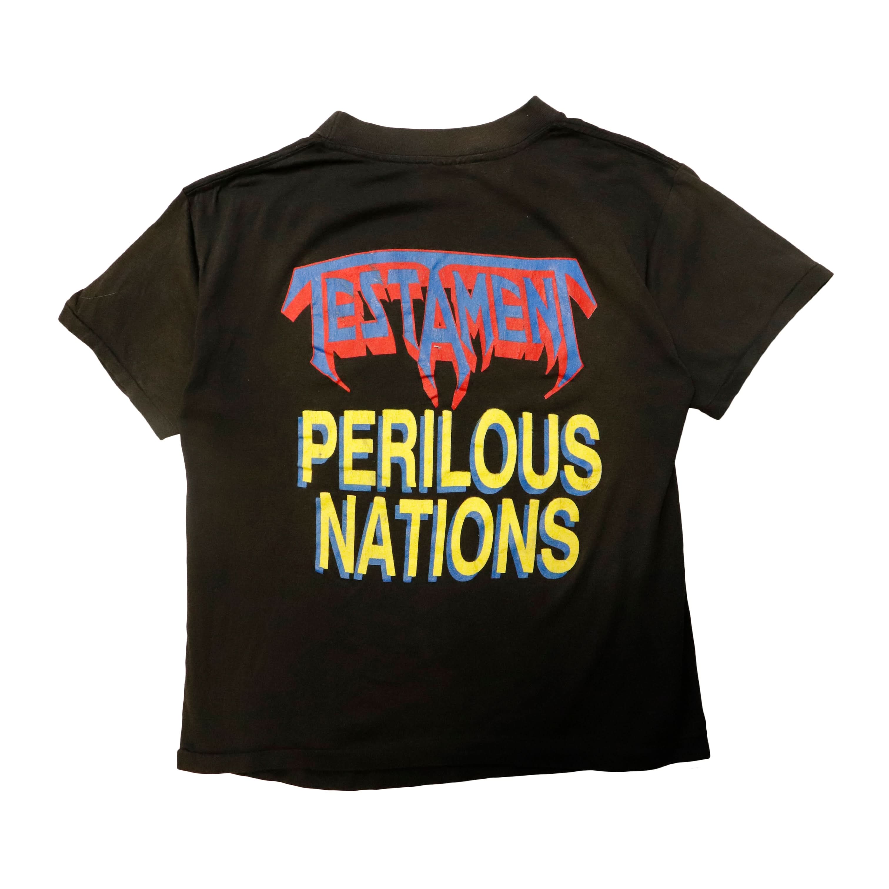 Vintage 1990 Testament Perilous Nations Graphic T-Shirt Size M