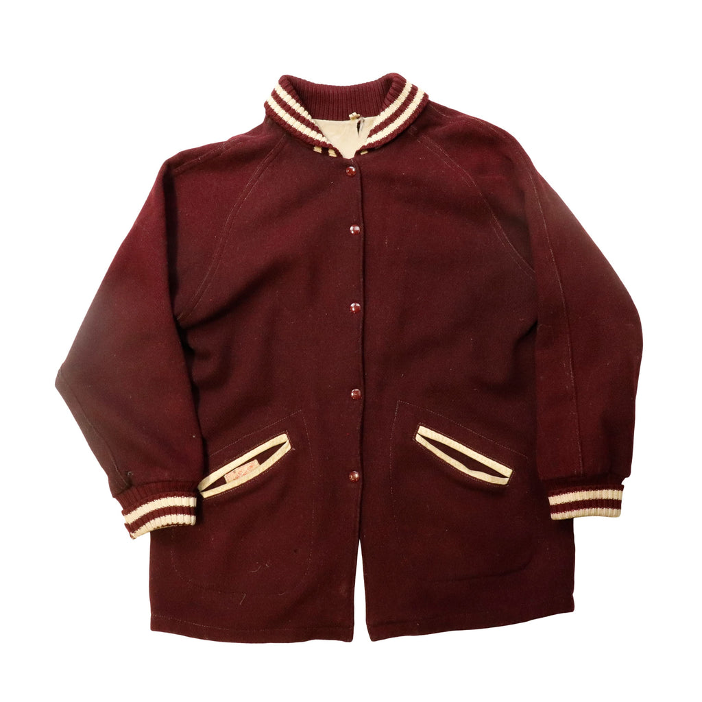Vintage Car Club Coat 40s Lasley Knitting Co. Striped Rib Collar Varsity Jacket Size M