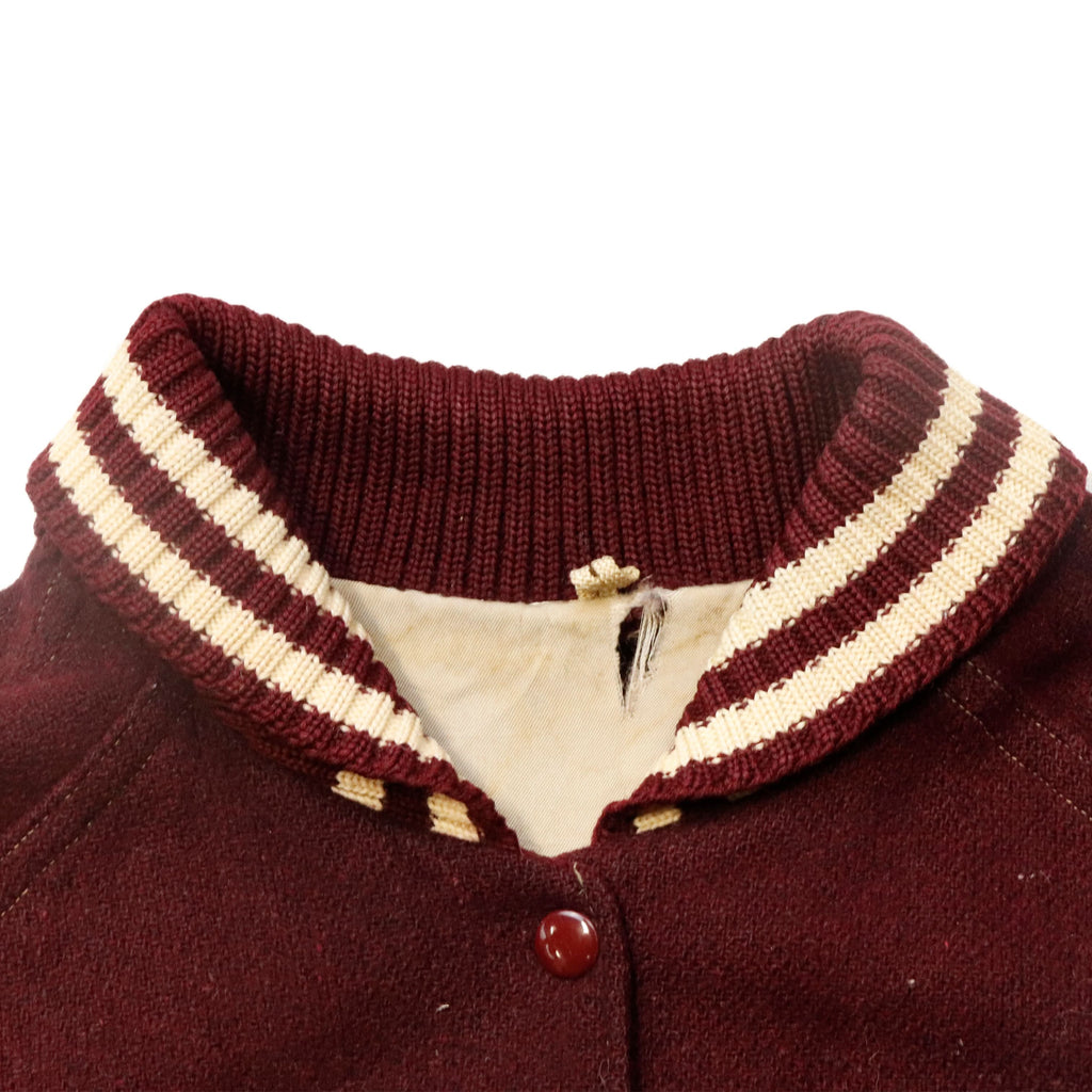 Vintage Car Club Coat 40s Lasley Knitting Co. Striped Rib Collar Varsity Jacket Size M