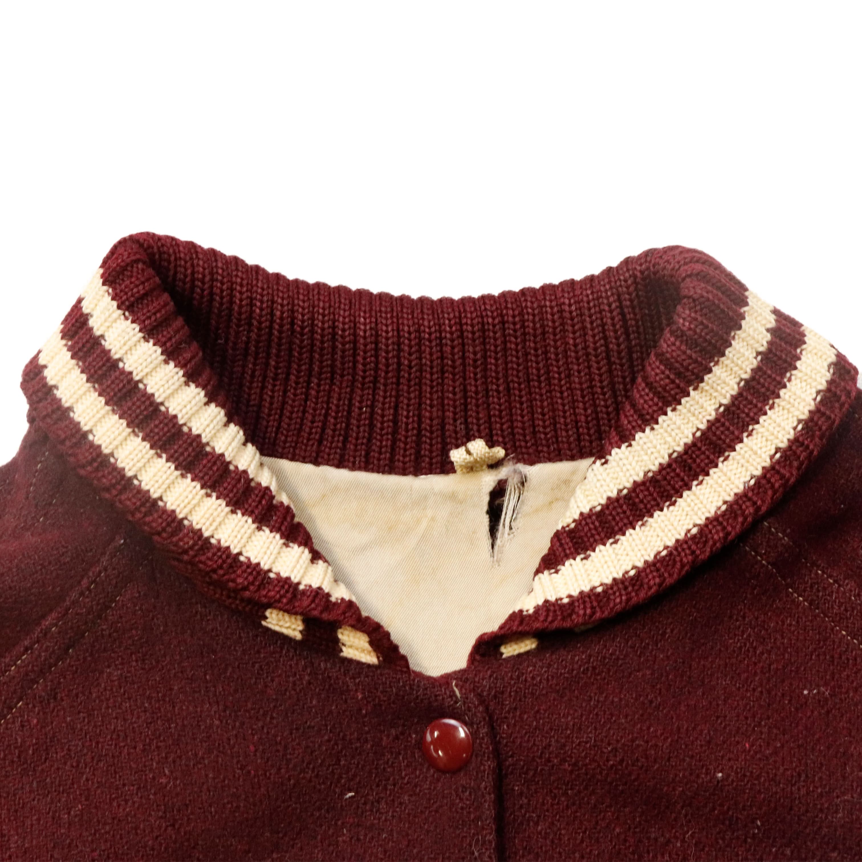 Vintage Car Club Coat 40s Lasley Knitting Co. Striped Rib Collar Varsity Jacket Size M