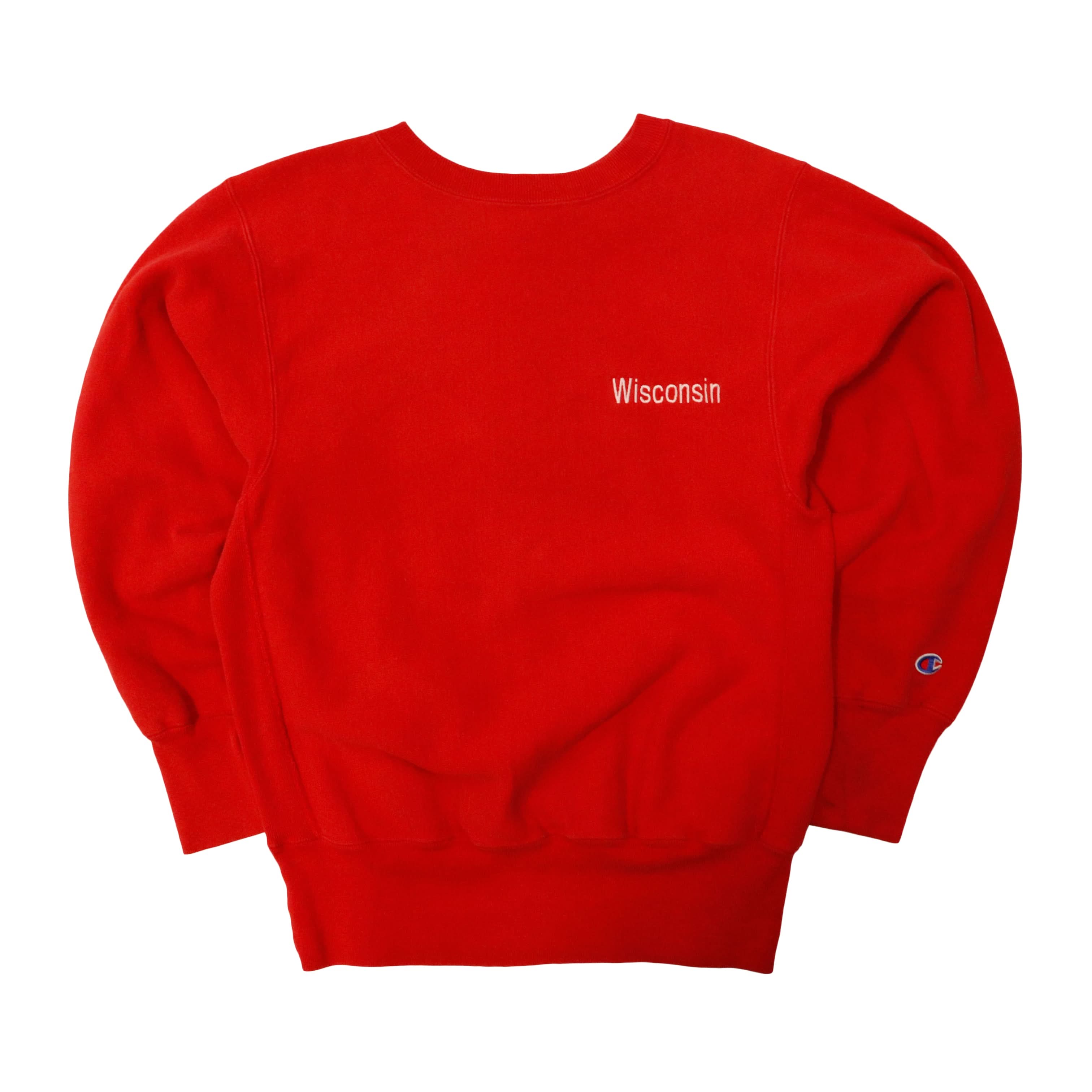 Vintage Champion Wisconsin Embroidered Crewneck Sweatshirt Size M