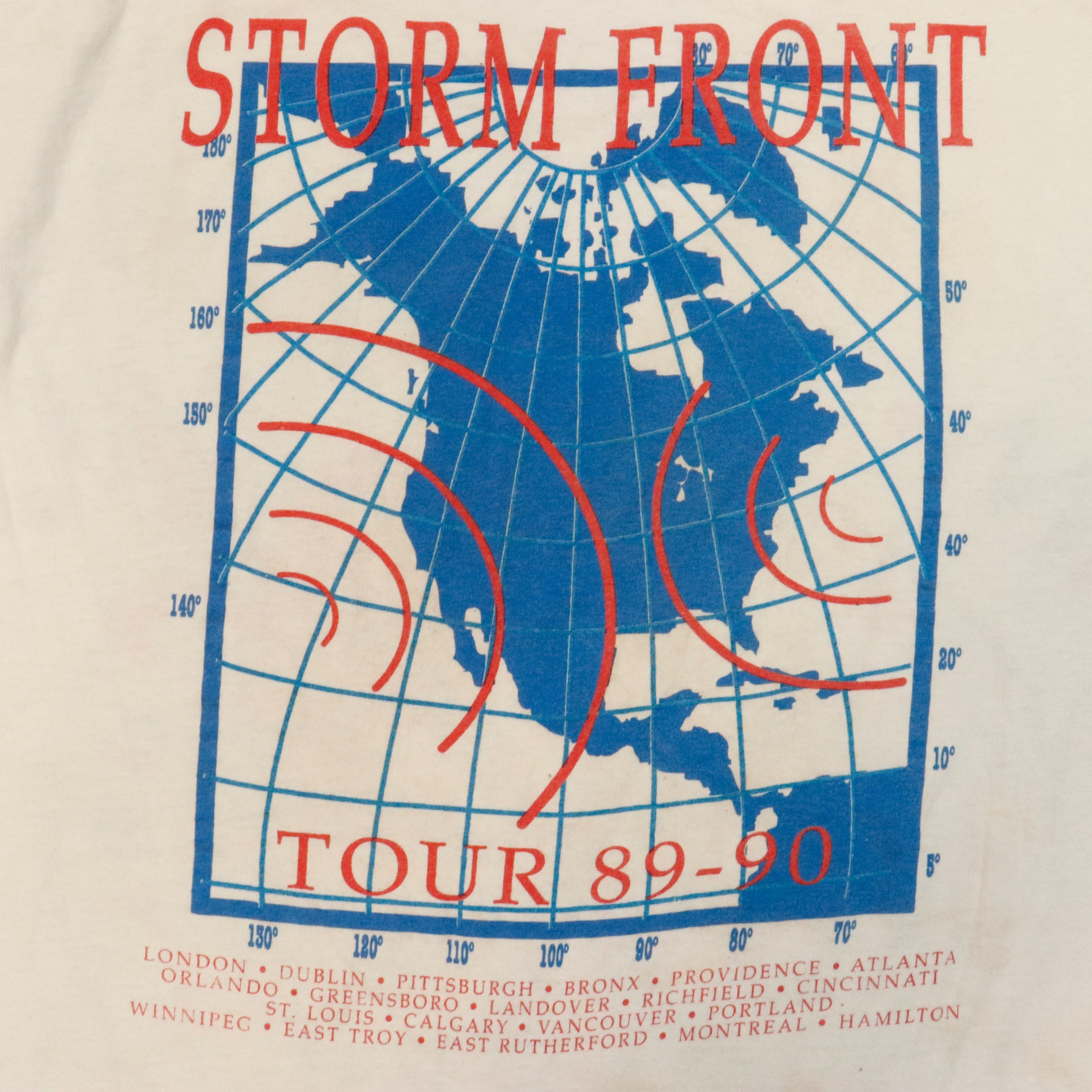 Billy Joel 1989-90年ツアーTシャツ地図デザイン Vintage Billy Joel 1989-1990 Hanes Storm Front Tour T-Shirt Size