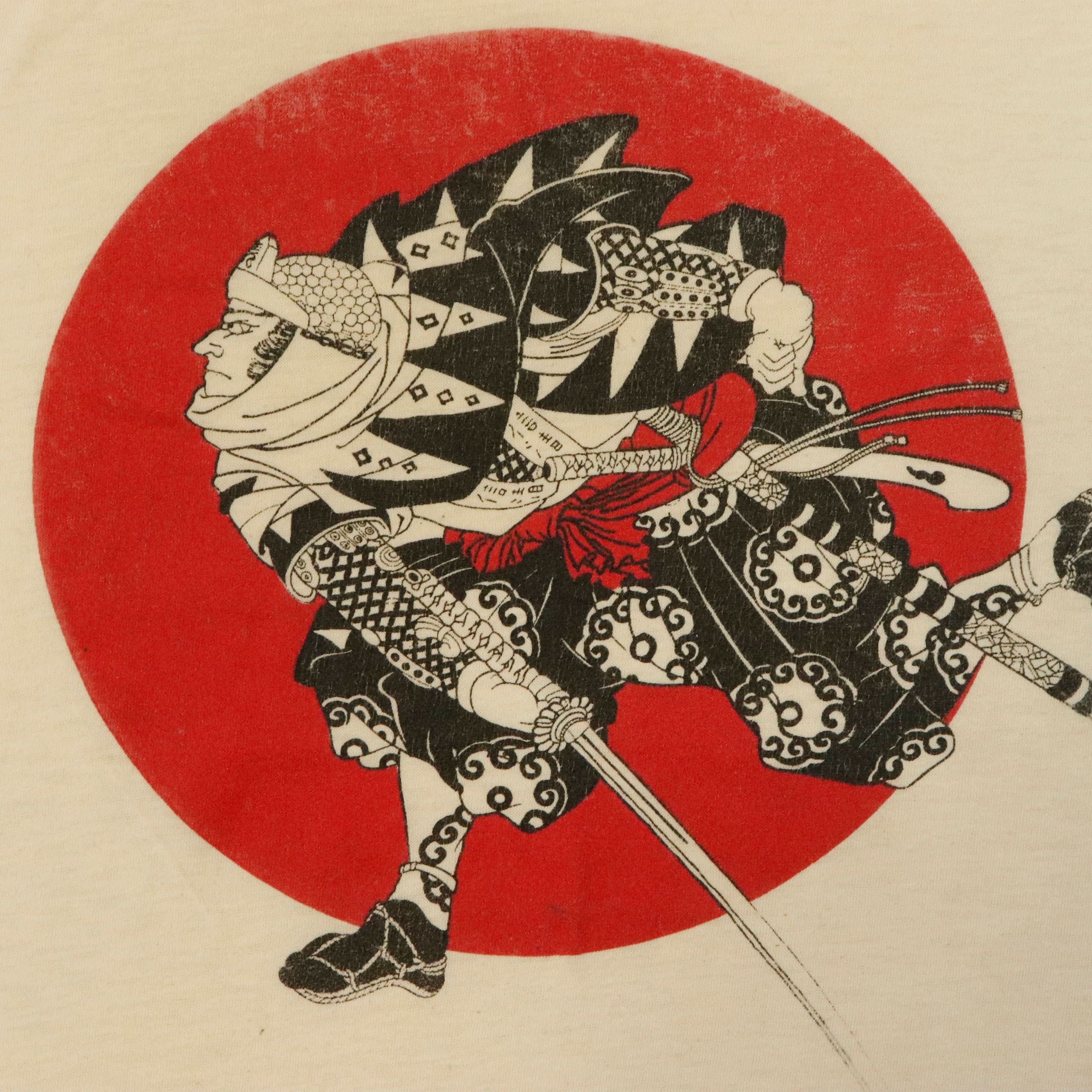 Vintage Samurai Graphic Ringer T-Shirt Size XL 90s