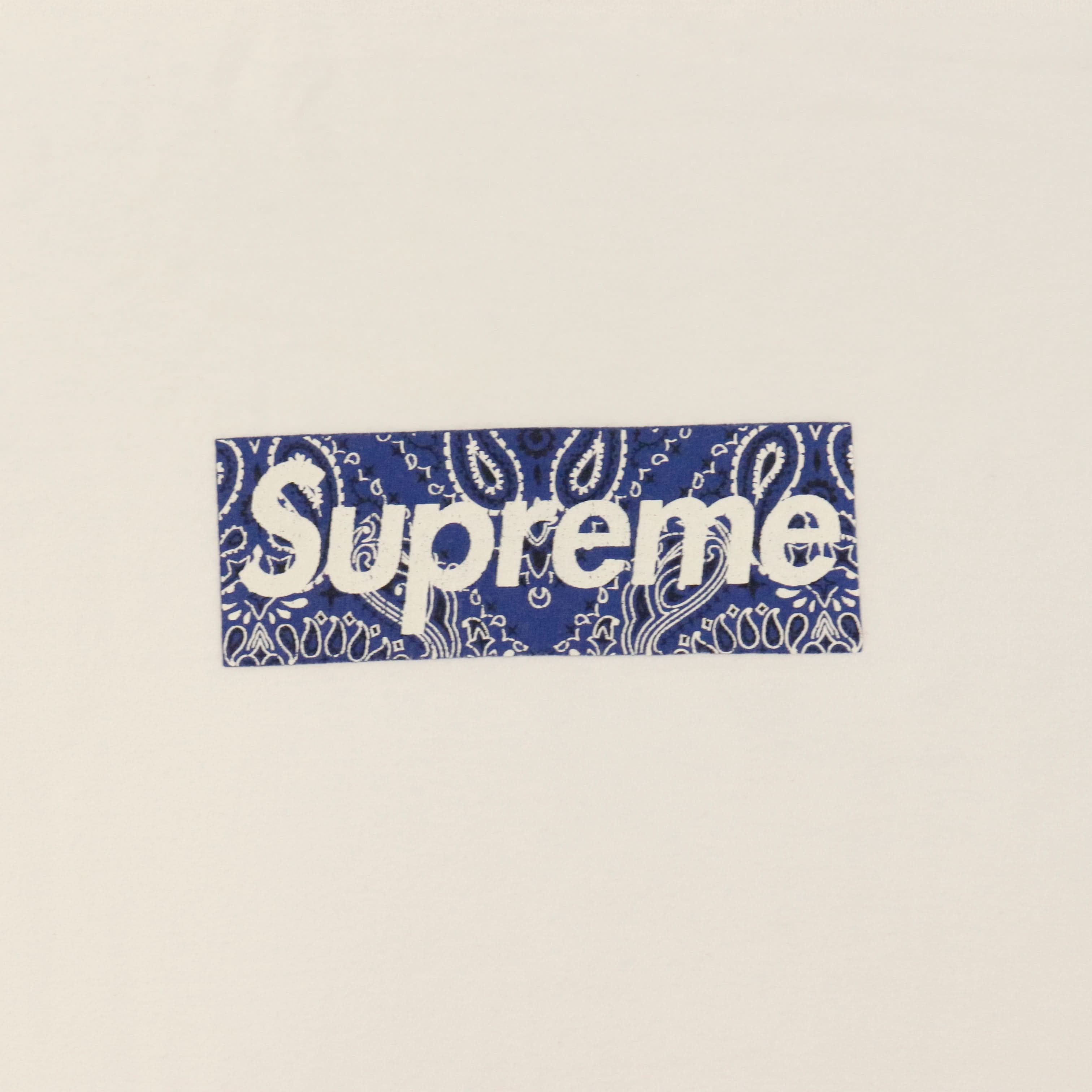 Vintage Supreme Blue Bandana Box Logo T-Shirt Size L