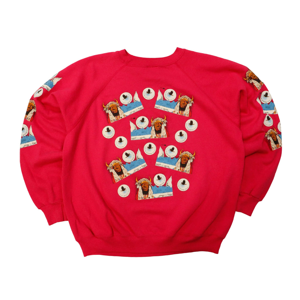 Vintage 80s Indian Head Graphic Print Sweatshirt Size XL