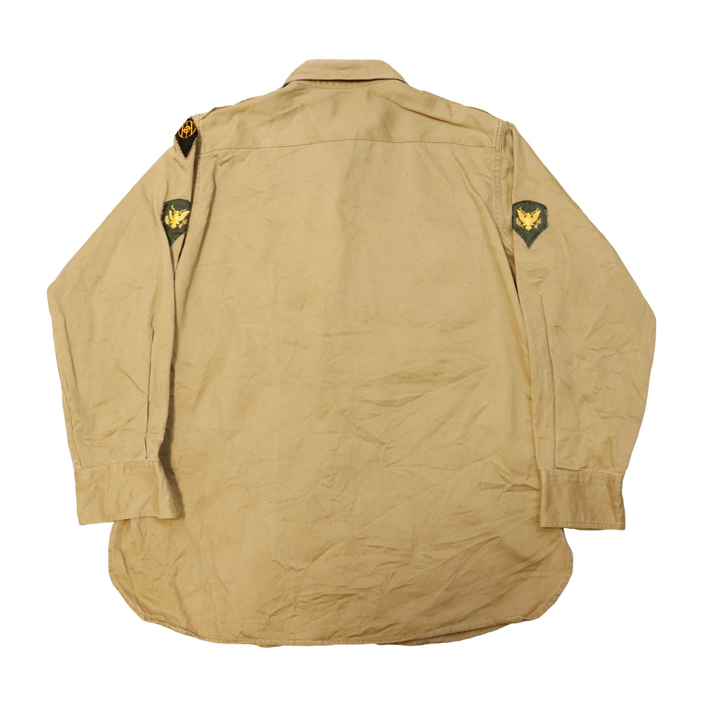 Vintage 50s Military Officer Patch Long Sleeve Button-Up Shirt Size N/A