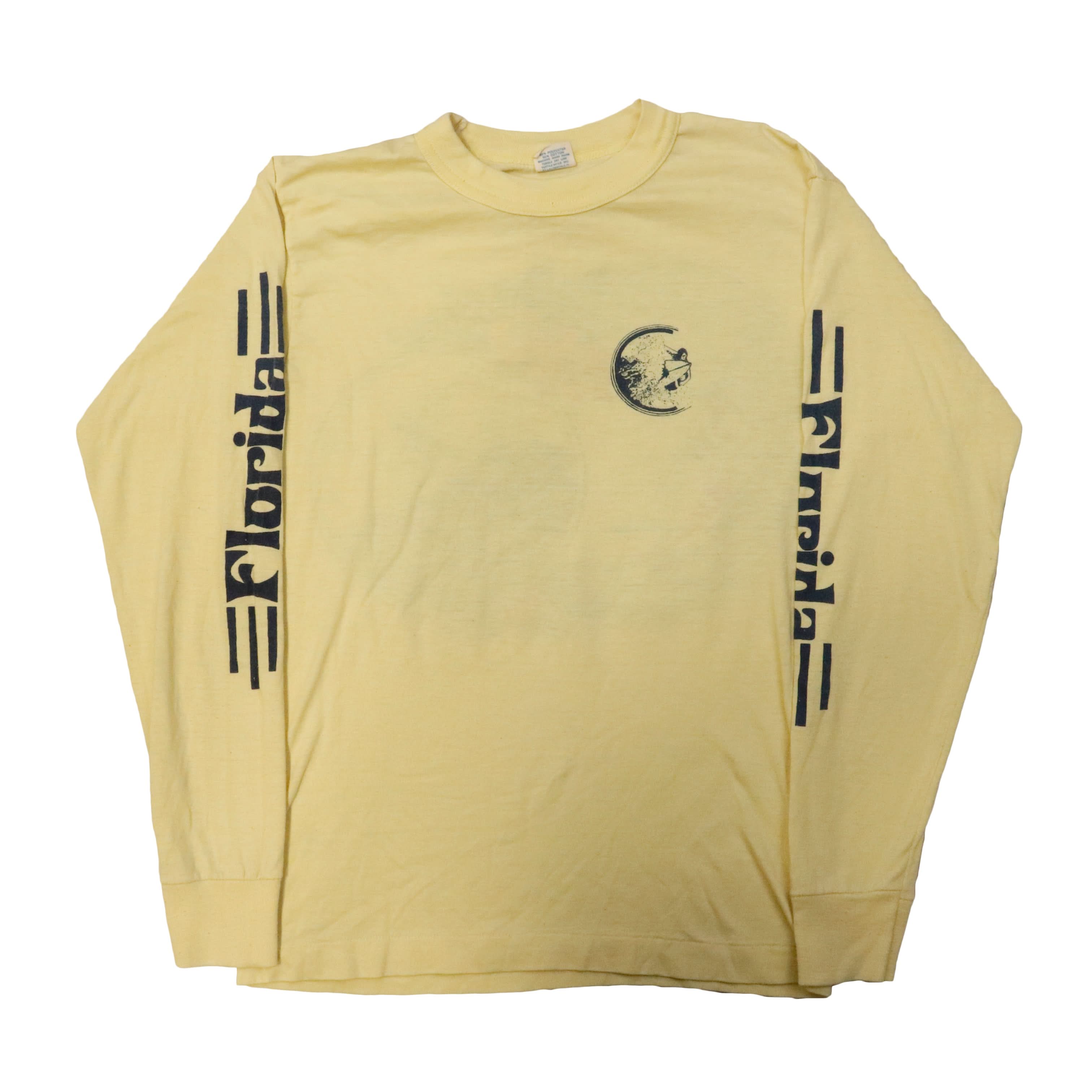 Vintage 80s Florida Surfing Graphic Long Sleeve T-Shirt Size M