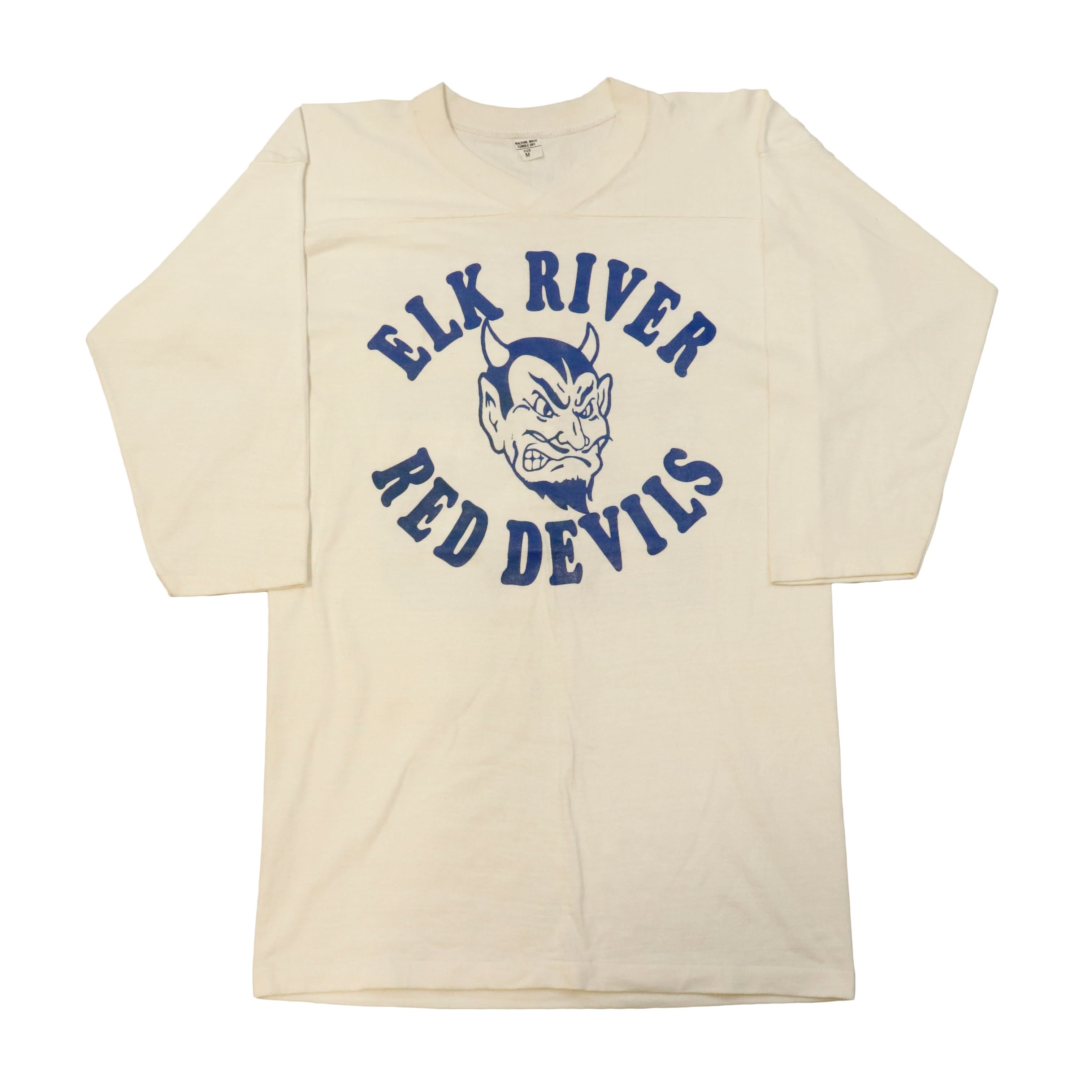 Vintage 70s Elk River Red Devils #25 graphic football Tshirt Size M