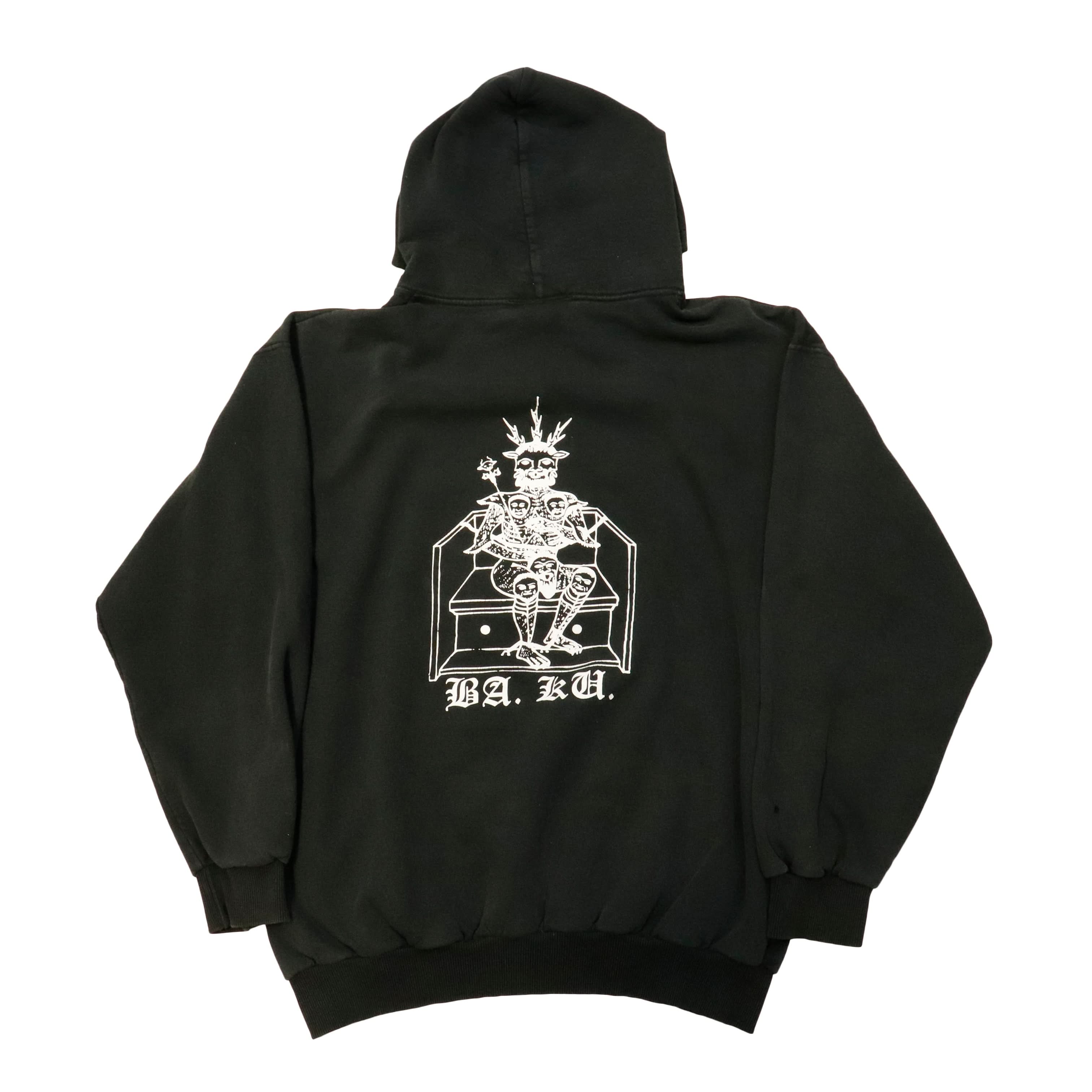 Vintage Skull Skates Ba Ku Barrier Cult Graphic Hoodie Size L