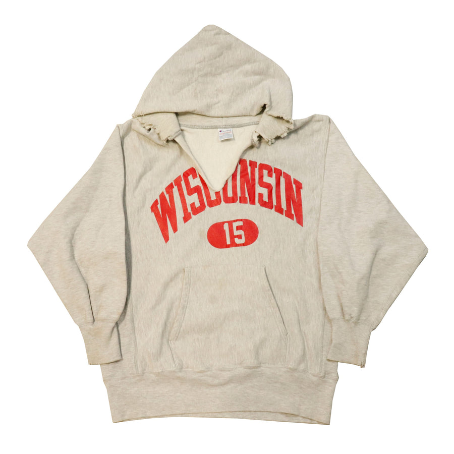 Vintage 90s Champion Wisconsin Reverse Weave Hoodie Size L