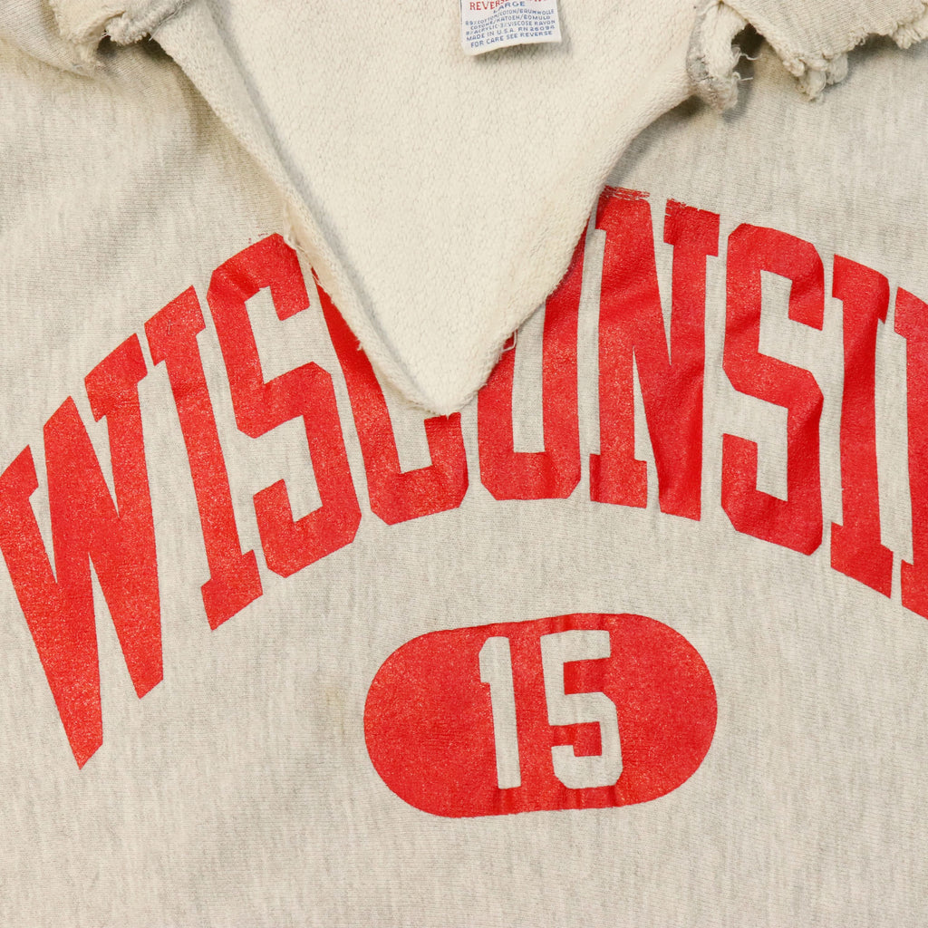 Vintage 90s Champion Wisconsin Reverse Weave Hoodie Size L Distressed