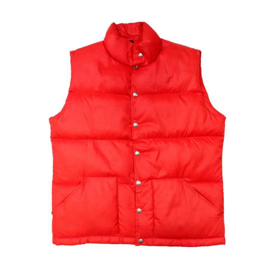 Vintage 70s The North Face Brown Lable Red Snap Button Puffer Vest