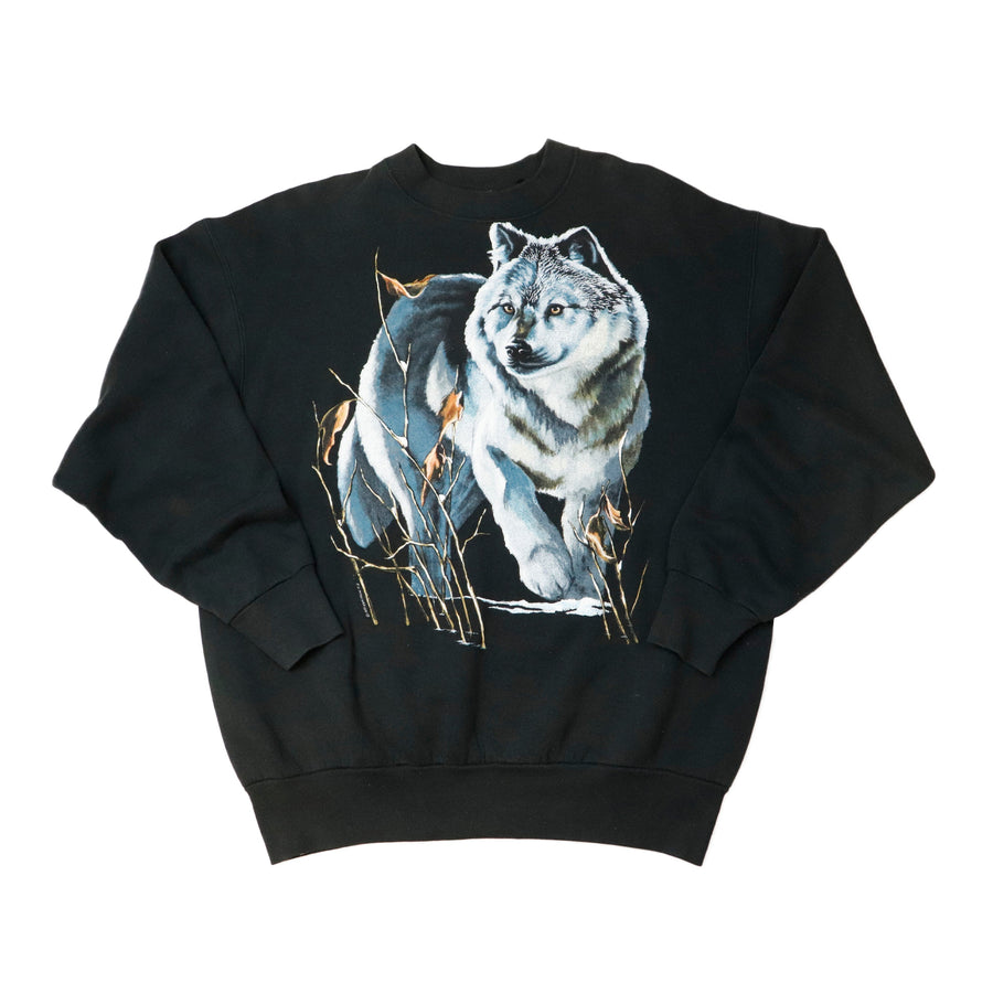 Vintage Wolf Print Black Crewneck Size XL – FAIF.COM