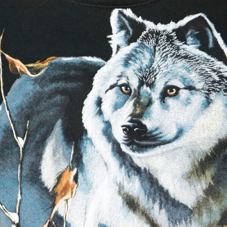 Vintage Wolf Print Black Crewneck Size XL – FAIF.COM