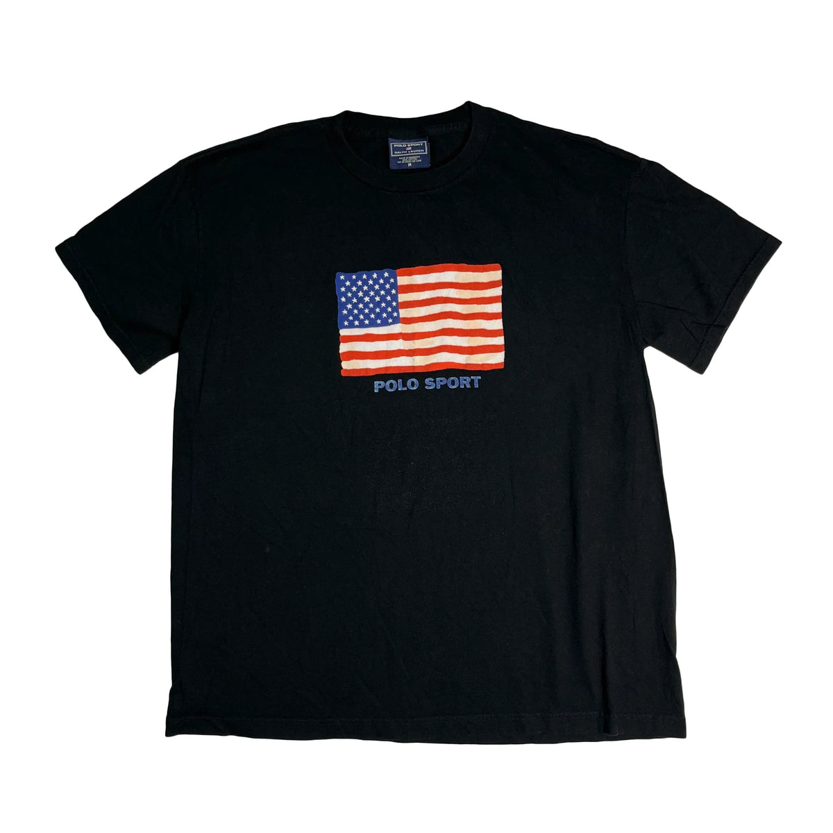 Vintage 90s Polo Sport Big Flag Black T-Shirt Size M – FAIF.COM