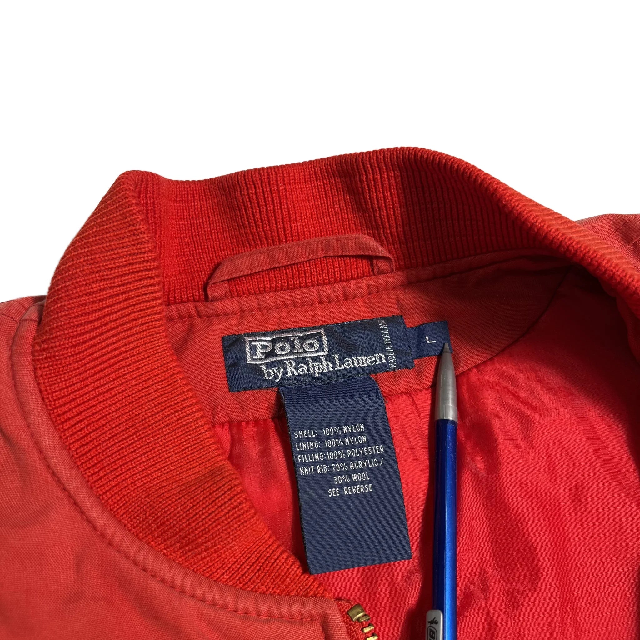 Vintage 90's Polo Ralph Lauren MA-1 Red Bomber Jacket Size L