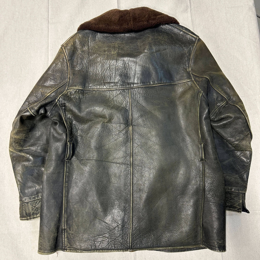 1950s Victoria Horsehide Leather Jacket Coat Size L 30s Barnstormer shearling FAIF.CA 