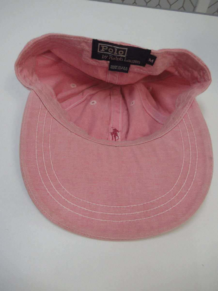 Vintage Polo Ralph Lauren Red Chambray Fitted Hat Sz M